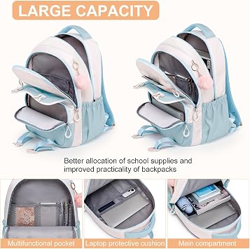 Big Student Laptop Backpack for Teen Girls & College Women - Large High School Bookbag, Ergonomic Travel Daypack, Water-Resistant, Sturdy School Bag
