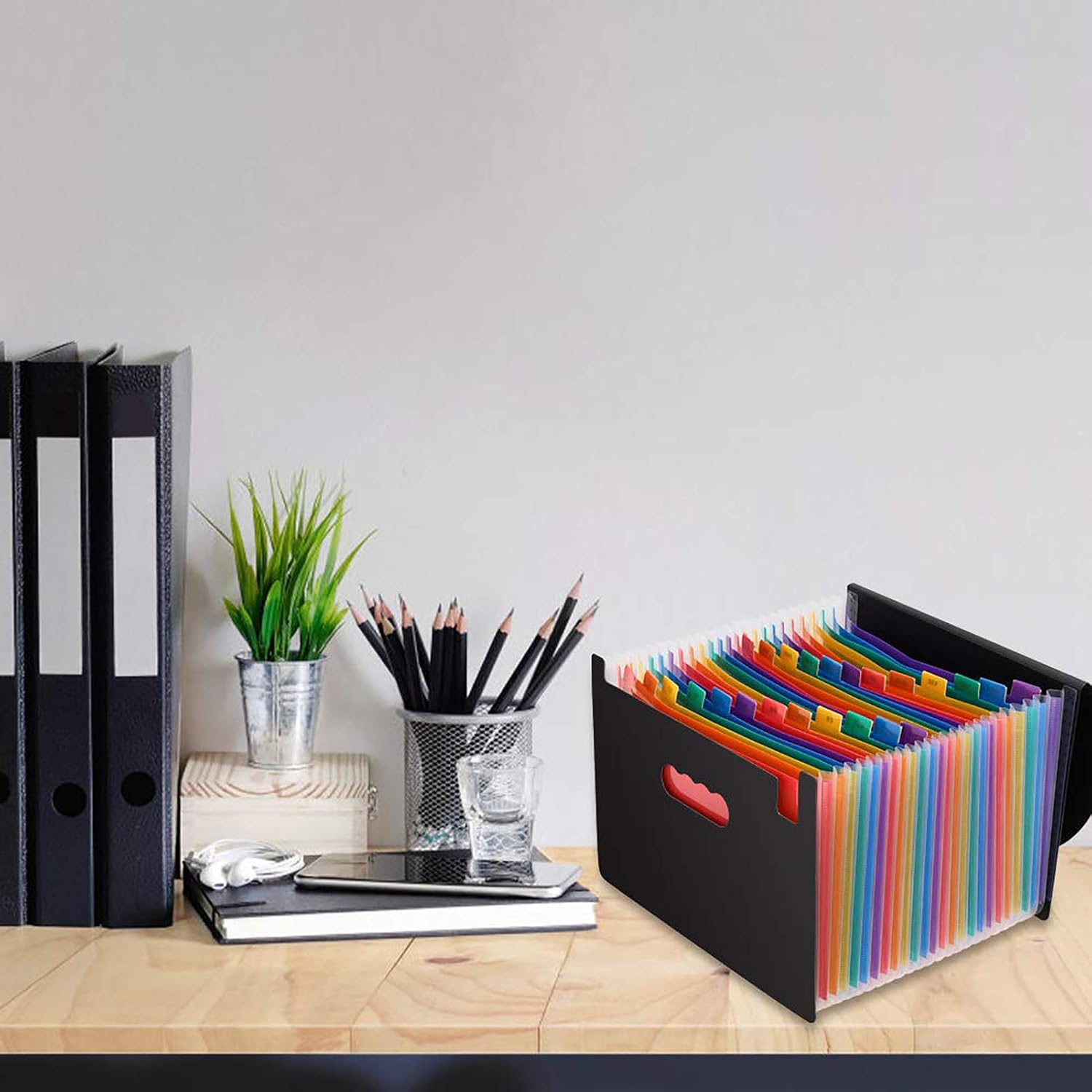 Magicfly 24 Pocket Expanding Files Folder with Lid, Qefuna A4 Letter Size Expandable File Organizer, Portable Accordion File Folder with Cover, for Office,Business, Home, School Supply