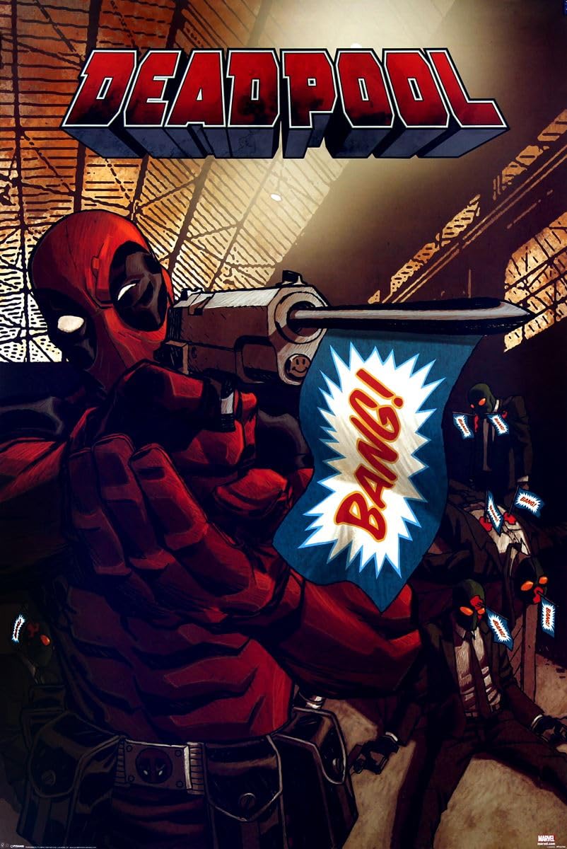 Grindstore Multicolour Laminated Deadpool Bang Maxi Poster Large Wall Art Print, Wall Decor, Home Office Classroom Decoration, Gift Idea, Decorative Print 91.5X61cm