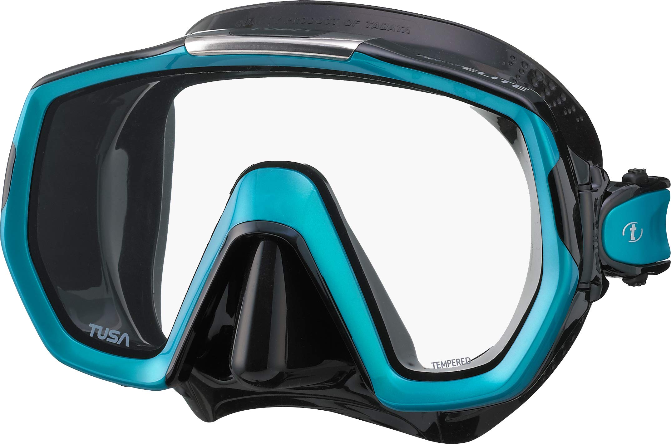 TusaElite scuba diving mask snorkeling adult women, silicone black/ocean green