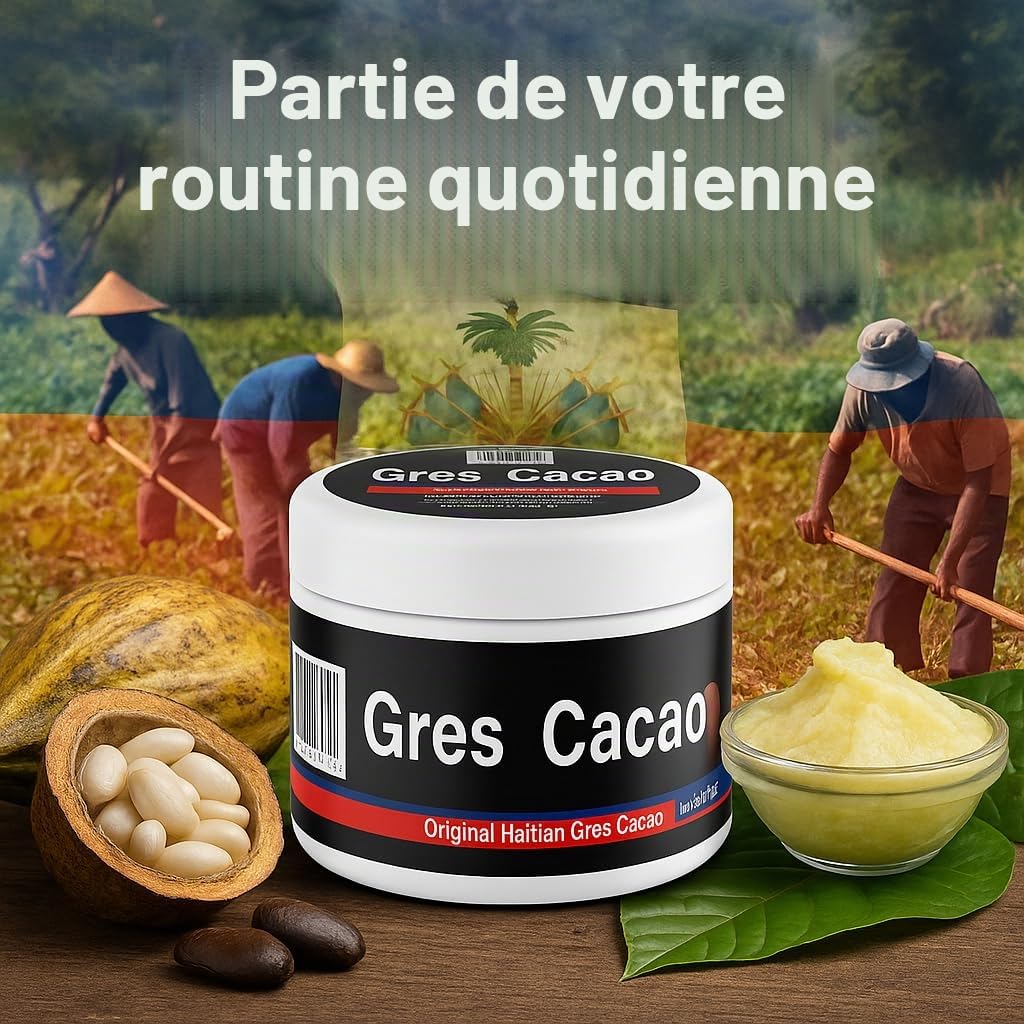 REAL FAMA Gres Huile de Cacao 2oz Pleine Taille - Bouteille d'huile de Cacao Haïtien Bio