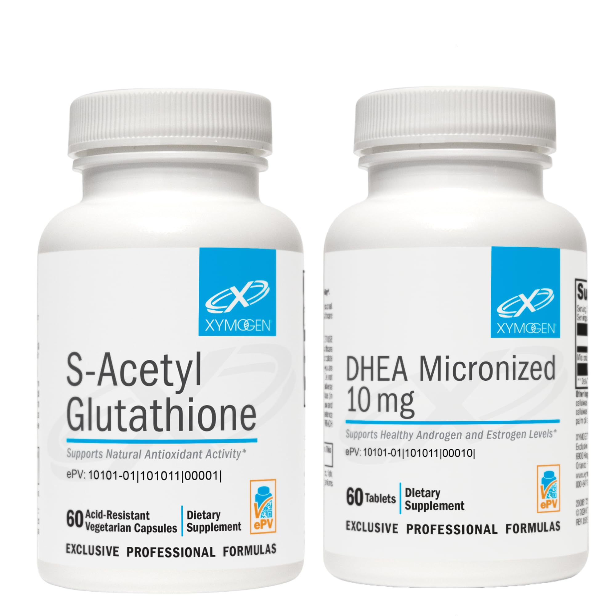 Amazon.com: XYMOGEN DHEA 10mg (60 Tablets) + S Acetyl Glutathione (60  Capsules) 2-Piece Bundle