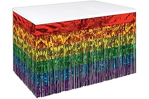Beistle Metallic Plastic 1 Ply Rainbow Table Skirt LGBQT Tableware