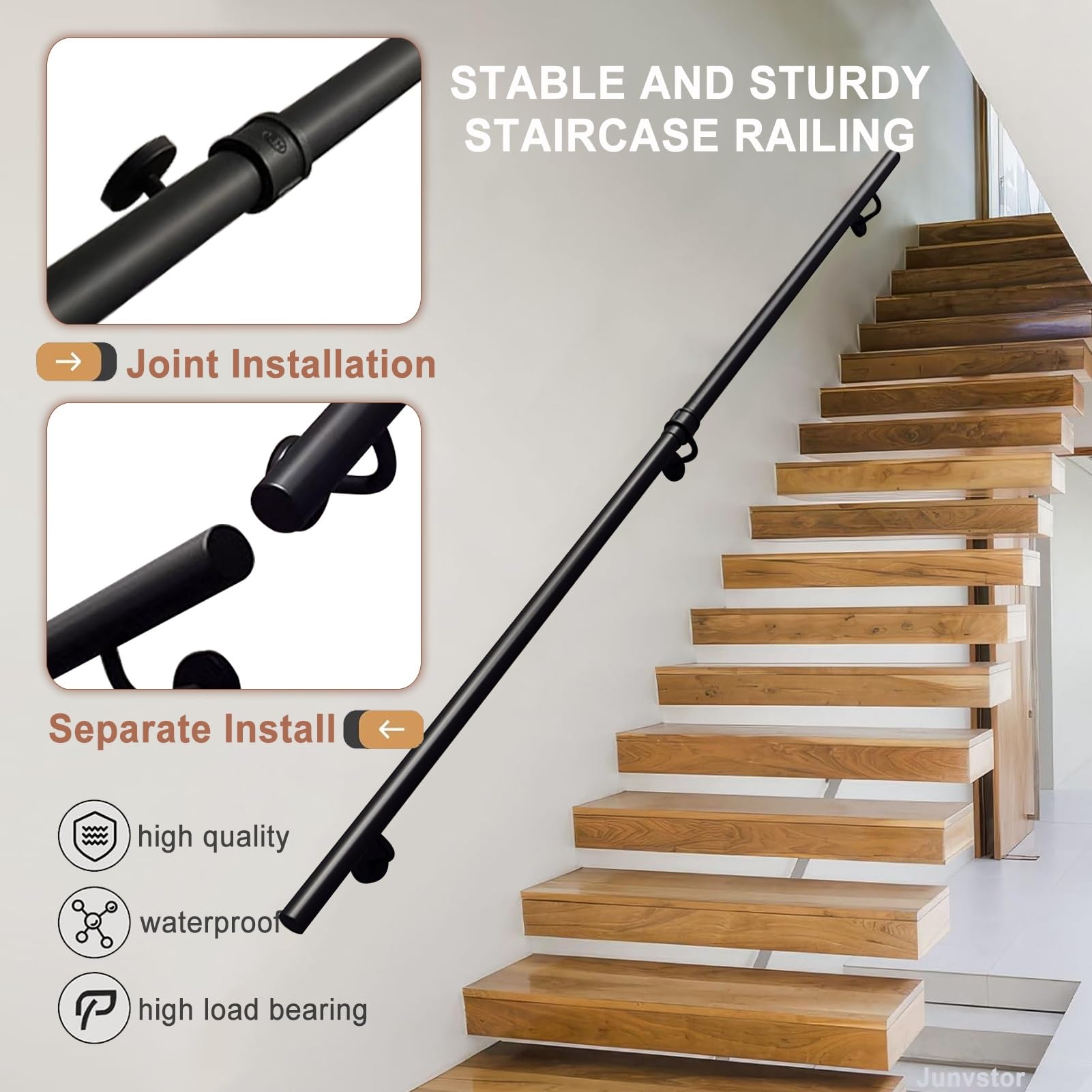 Barra di Sicurezza a Parete per Scale, Supporto per soppalco e terrazzo, Design Antiscivolo, Facile Installazione, Ideale per Anziani e Persone con disabilità.