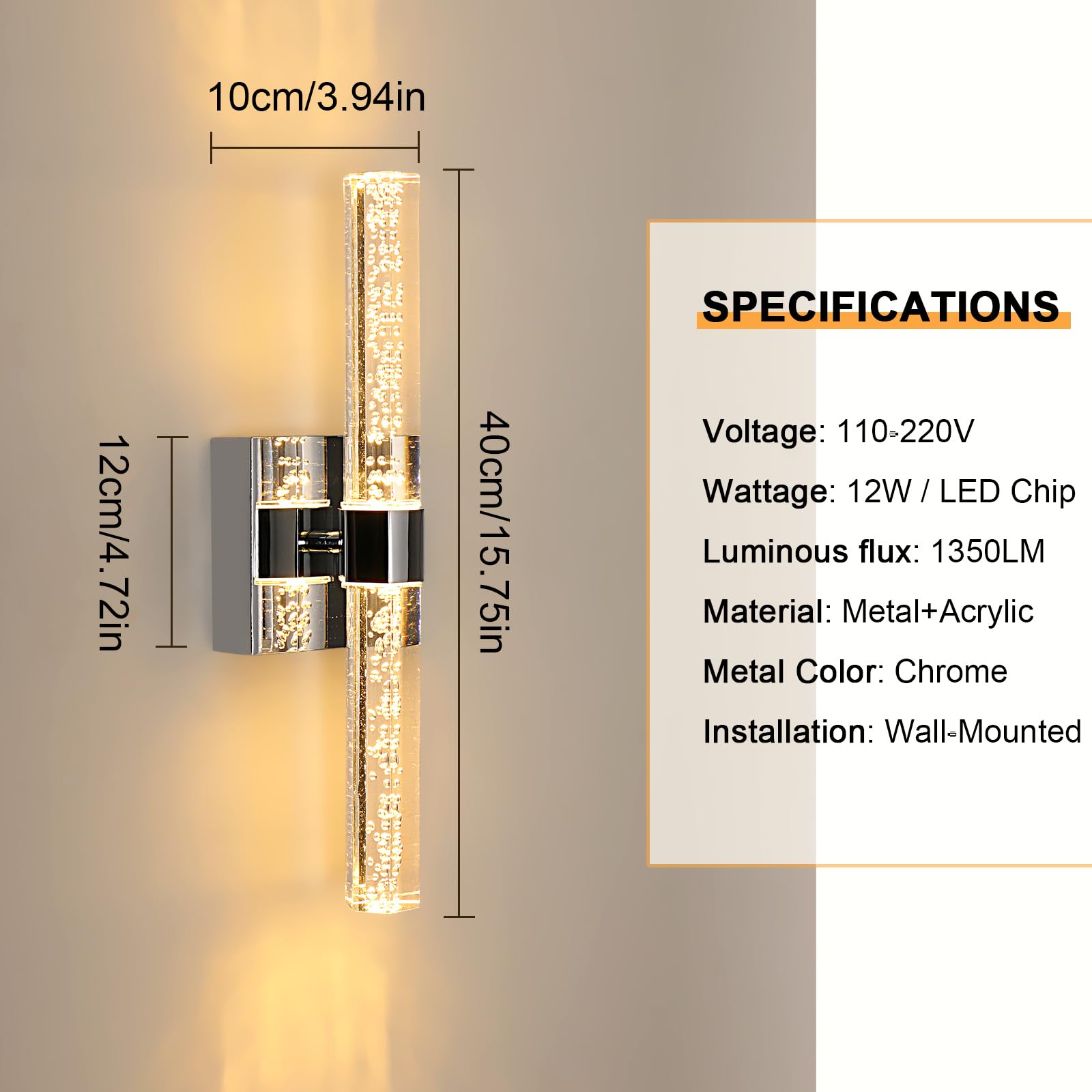 Sofia Wandlamp Wit/Goud – Elegante wandlamp met warm lichteffect en moderne uitstraling