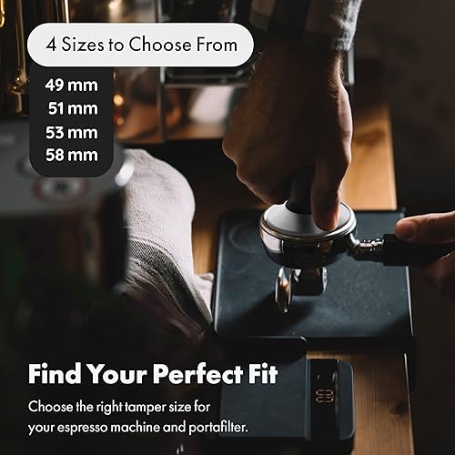 Miniatura 5 de Manipulador de café espresso de 2.087 in - Dominador de café barista prémium con base de acero inoxidable 100% plana