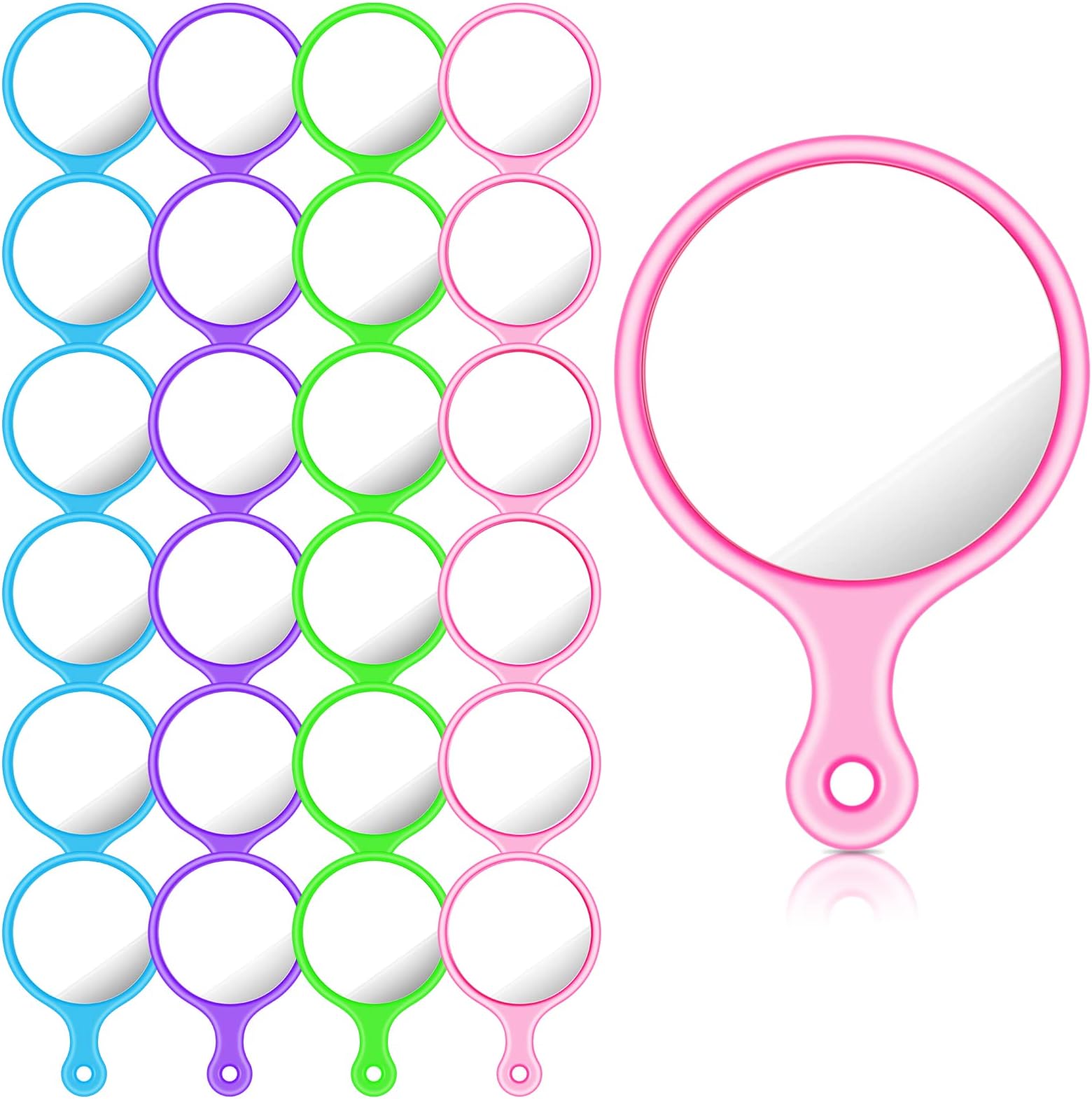 24 Pcs Handheld Mirror with Handle, 2.4 x 1.6 Inch, Small Portable Round Mirror Bulk for Kids Travel Makeup Classroom Camping Daily DIY Crafts