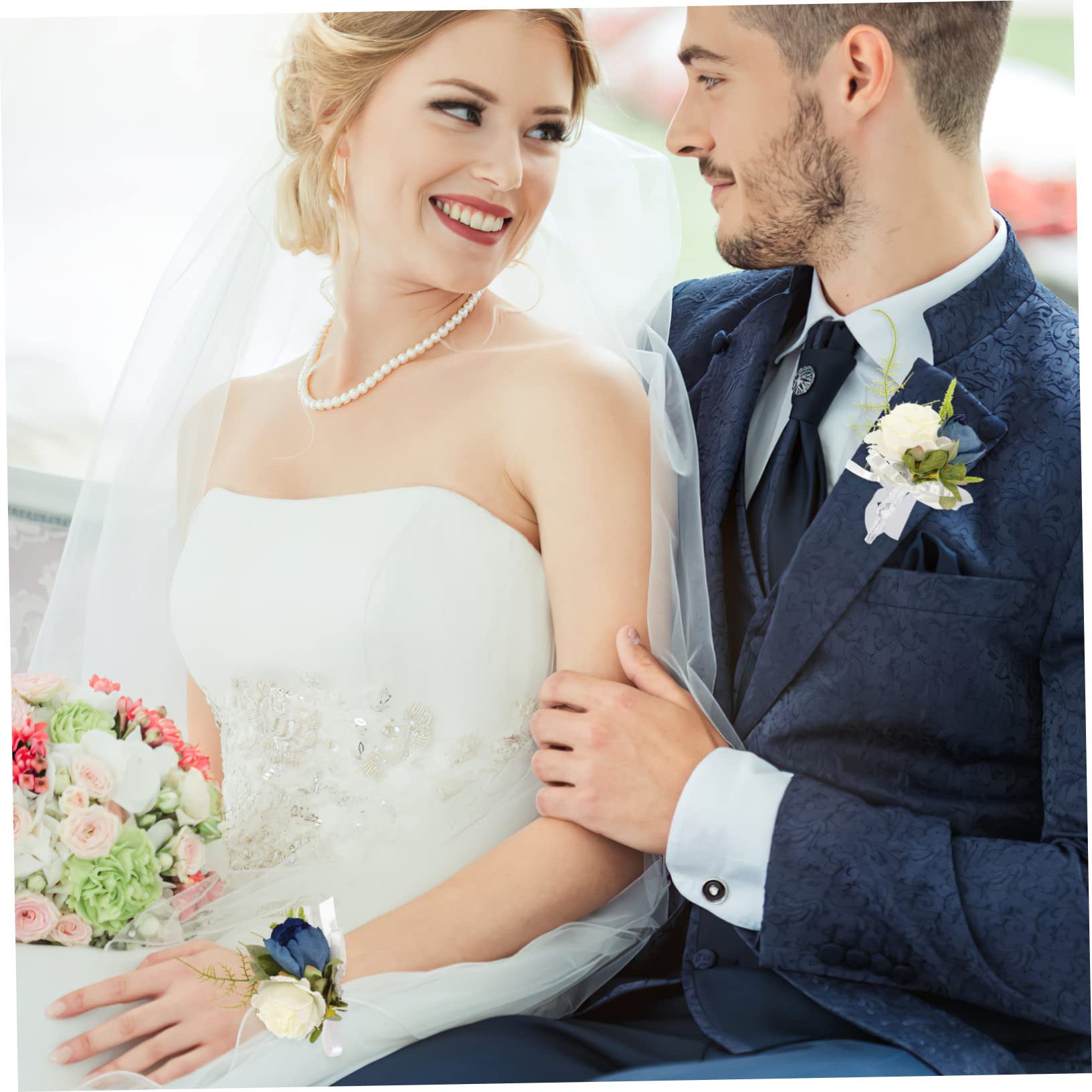 GALPADA 5sätze Handgelenk-blumen-corsage Für Hochzeit Abschlussball Künstliche Blumenarmband-dekoration Für Braut Bräutigam Teiliges Set