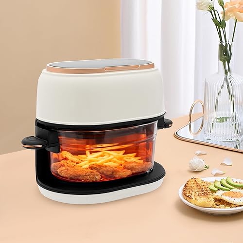 Miniatura 3 de Freidora de aire de 4.2 cuartos con cesta de vidrio y pantalla táctil, freidora eléctrica de aire caliente de 900 W, multifuncional, ventana