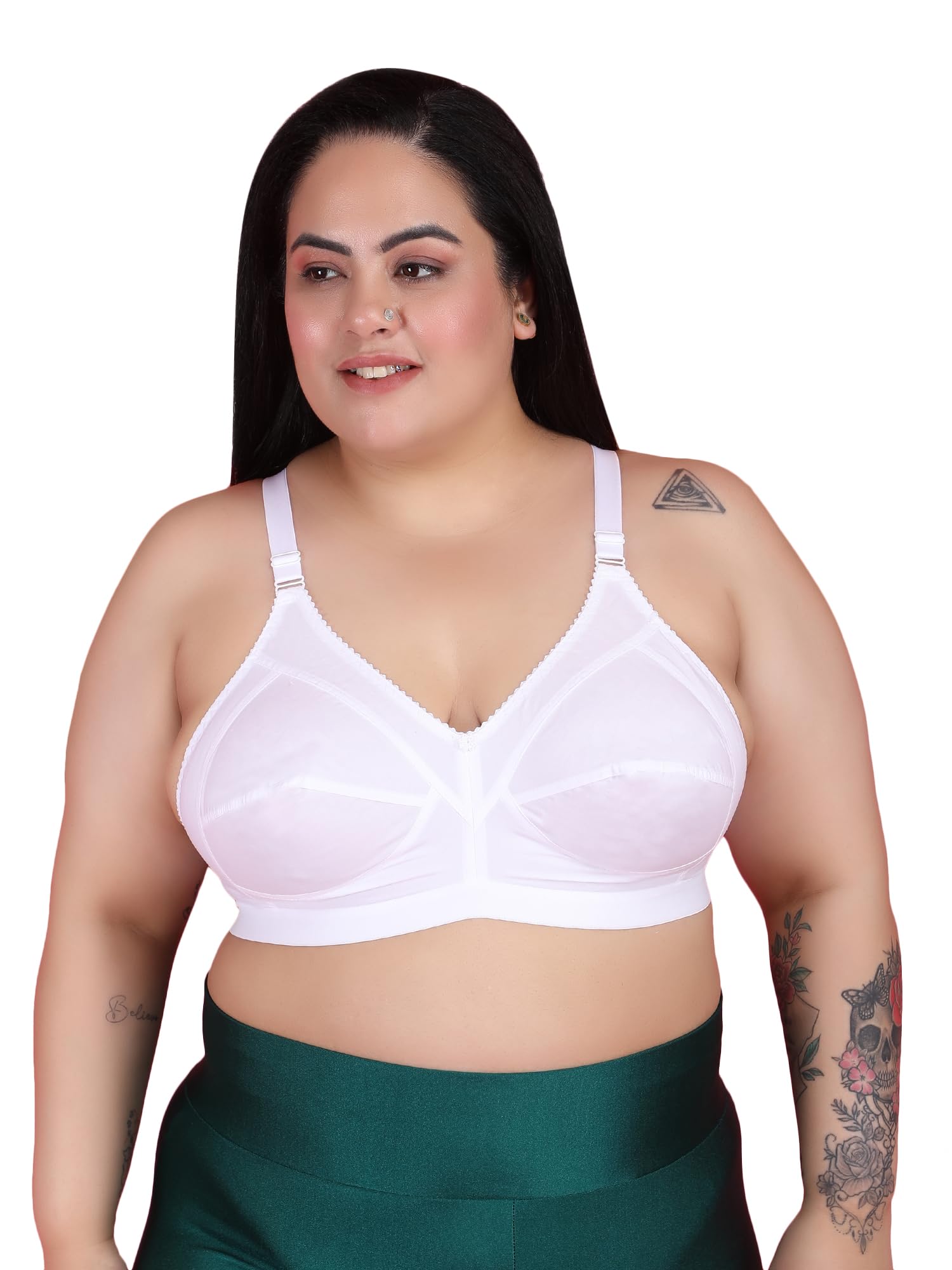 klassik | Since 1993 | Plus Sizes Bra for Women/Girls Full Coverage, Adjustable/Wide Straps, Everyday 100% Cotton Daily-Use, Non-Padded | Wirefree, for Dresses/Saree/Suit | Jassika Plain - 32 to 48-picture-17