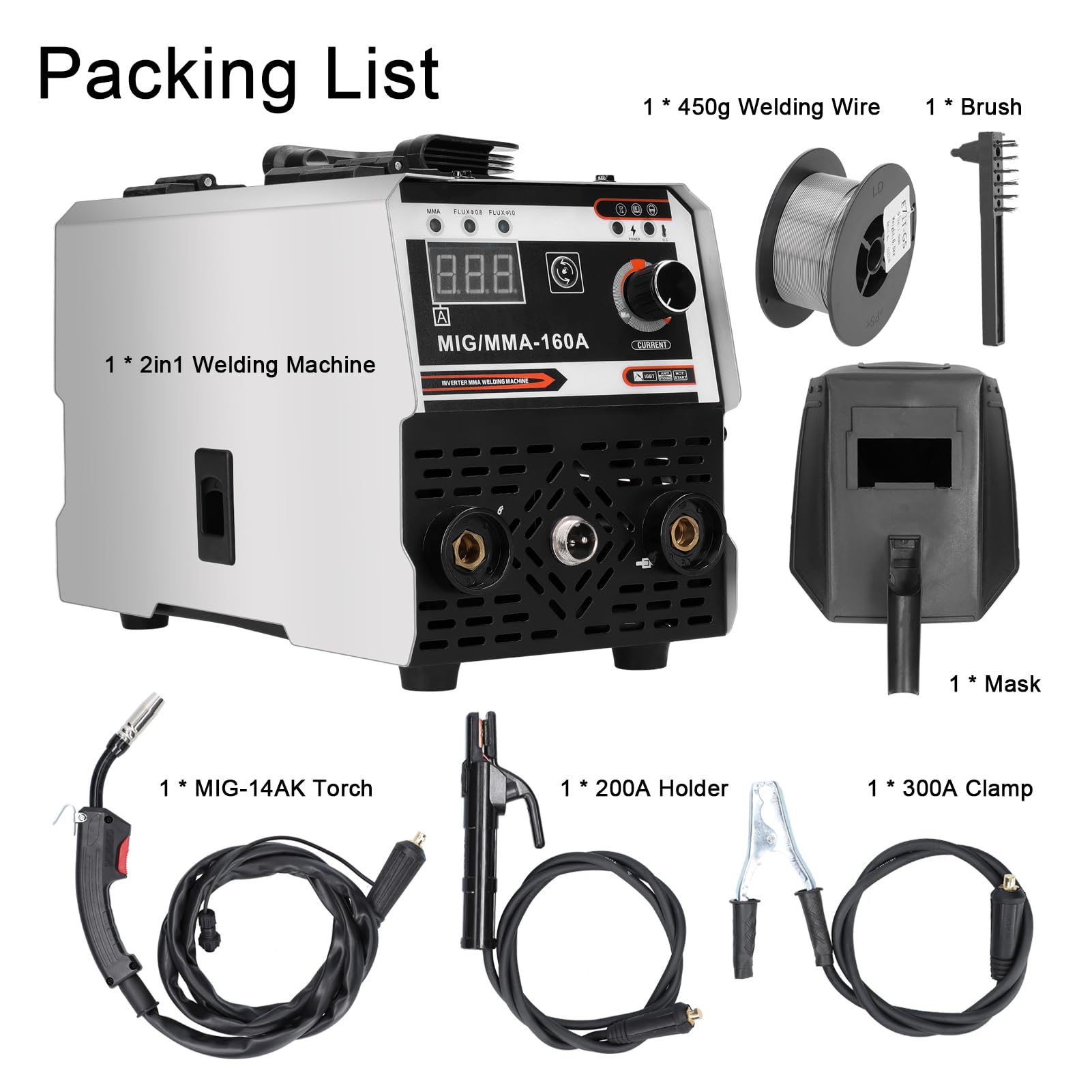 Karlak Soldadoras MIG MMA 2 en 1 Soldadura Manual y protegida contra Gases de dióxido de Carbono Soldadoras Inverter de Corriente Continua IGBT multipropósito Mecanismo de alimentación de Alambre