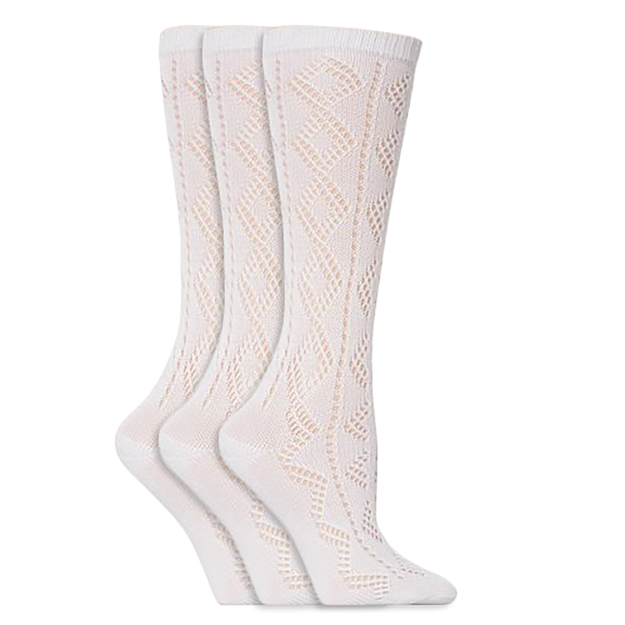 Textiles Universels Girls White Knee High Pelerine School Socks (Pack Of 3) (12.5-3.5 (Age: 8-12 Years)) (White)