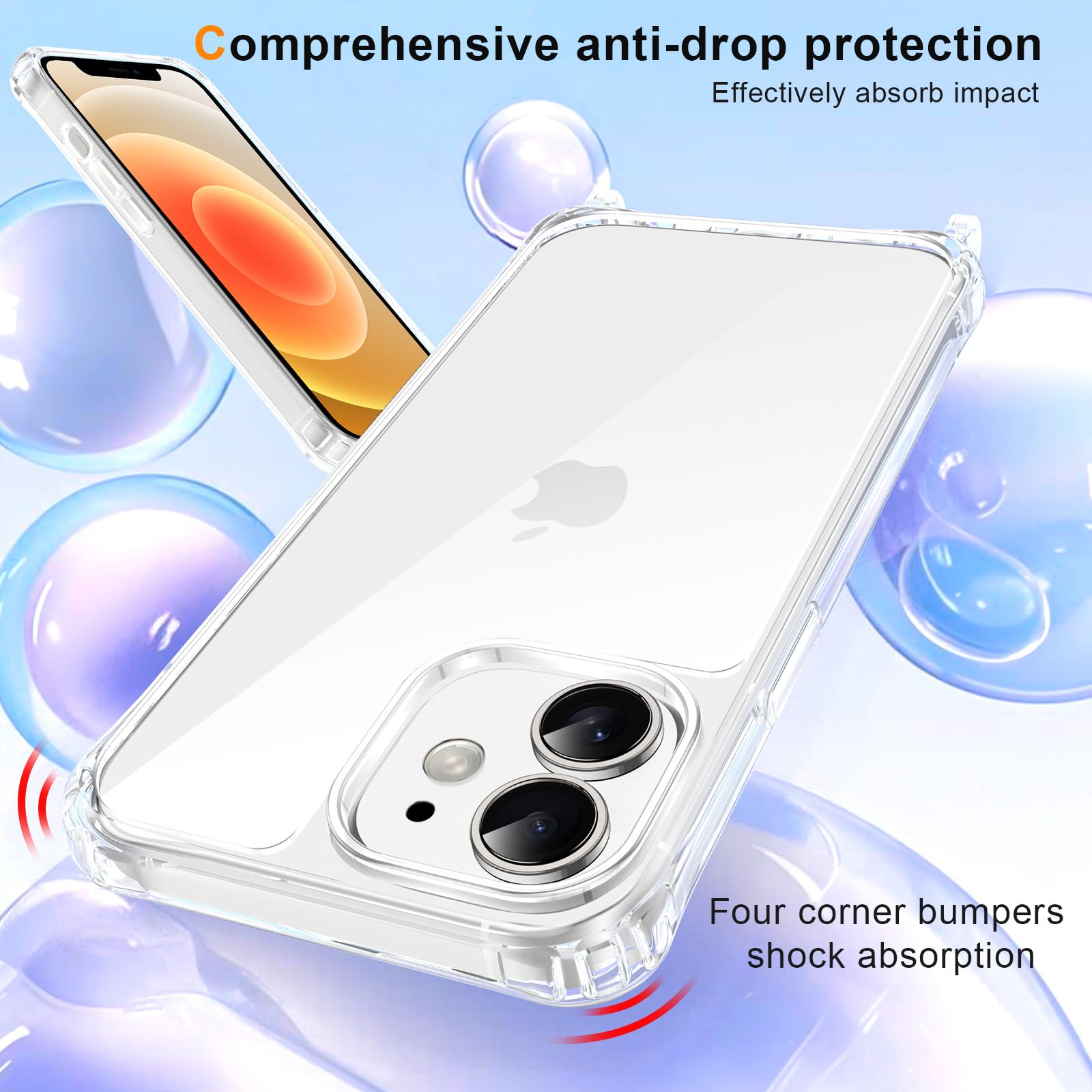 Vaykwo Cover con Cordino per iPhone 12 Pro Max 6.7'', Custodia con Regolabile Collana per iPhone 12 Pro Max, Protezione Trasparente Case con Laccio Tracolla, Nero