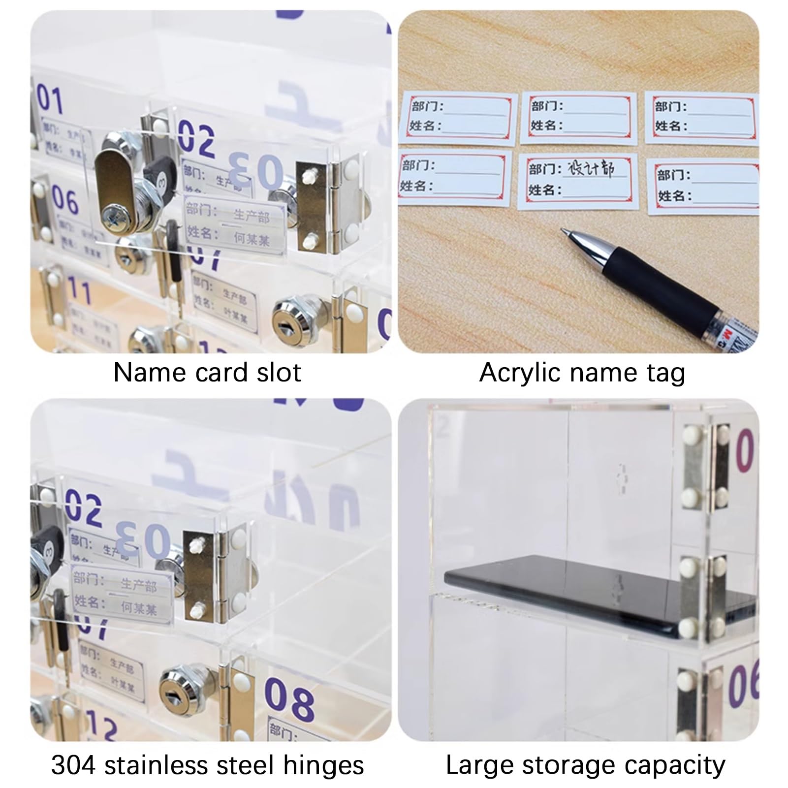 Scatola portaoggetti trasparente con serratura, 40 scomparti, per smartphone, tablet e accessori, perfetta per casa, ufficio e aula