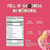 Vista 2 de Donutful Mini Donas Bañadas con Chispas Rosas Horneadas No Fritas, Menos Azúcar, Nada Artificial, Sin OGM, Paquetes de Aperitivos Envueltos