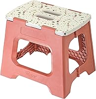 Vista 25 de Vigar Taburete plegable compacto, 10-1/2 pulgadas, ligero, capacidad de 330 libras, antideslizante taburete plegable, cuerpo de terrazo