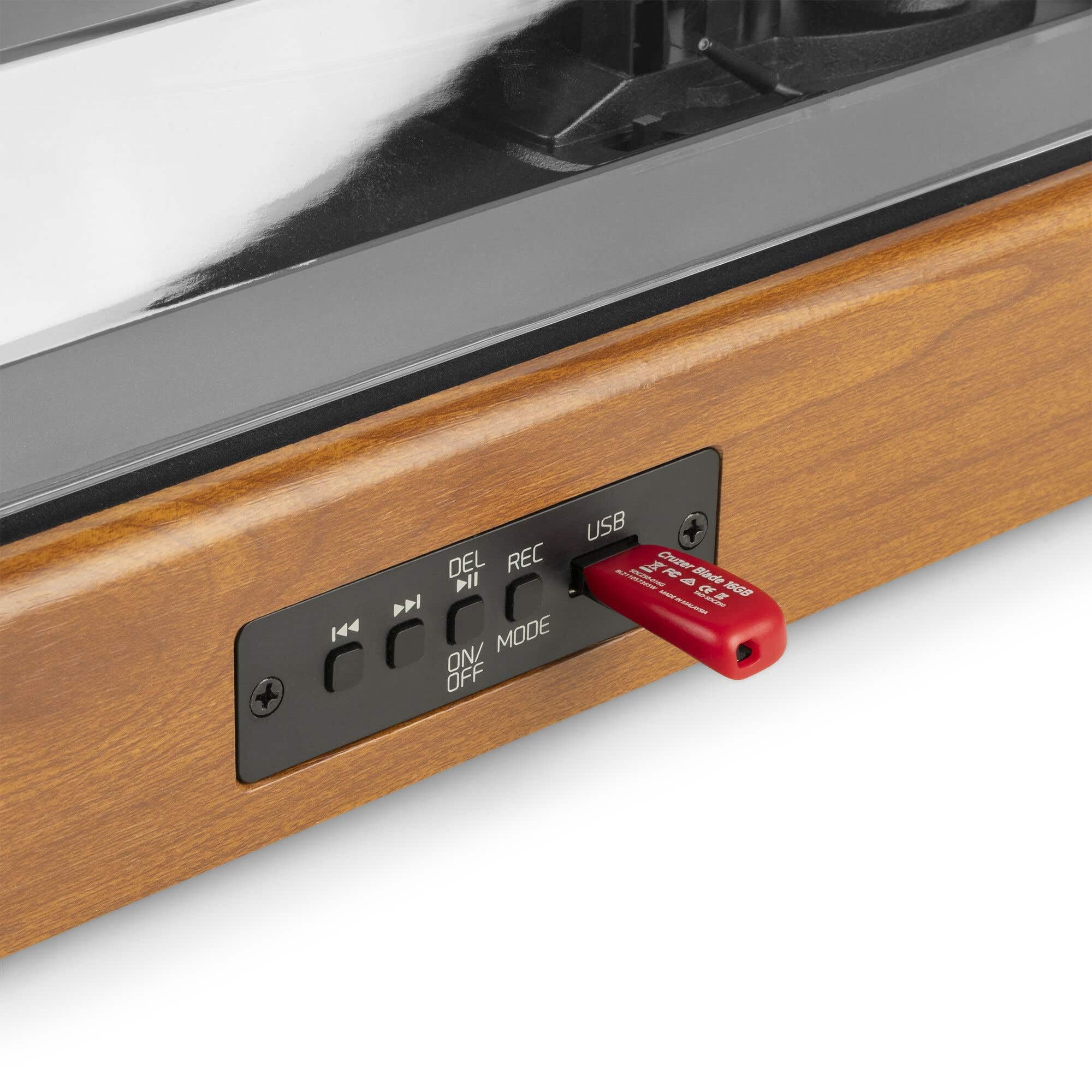 Audizio RP335 - Plattenspieler mit Lautsprecher 2 X 40 Watt, Bluetooth Schallplattenspieler, 33/45 und 78 U/min, Vinyl Player, Record Player mit Vorverstärker, USB, Cinch, Auto-Stop