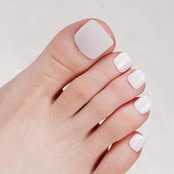 DANNI & TONI Semi-Cured Gel Nail Foils White Topaz White Plain Shiny Gel Nail Stickers Pedi Wraps Toenails Nail Foil Pedicure Wraps 37 Stickers