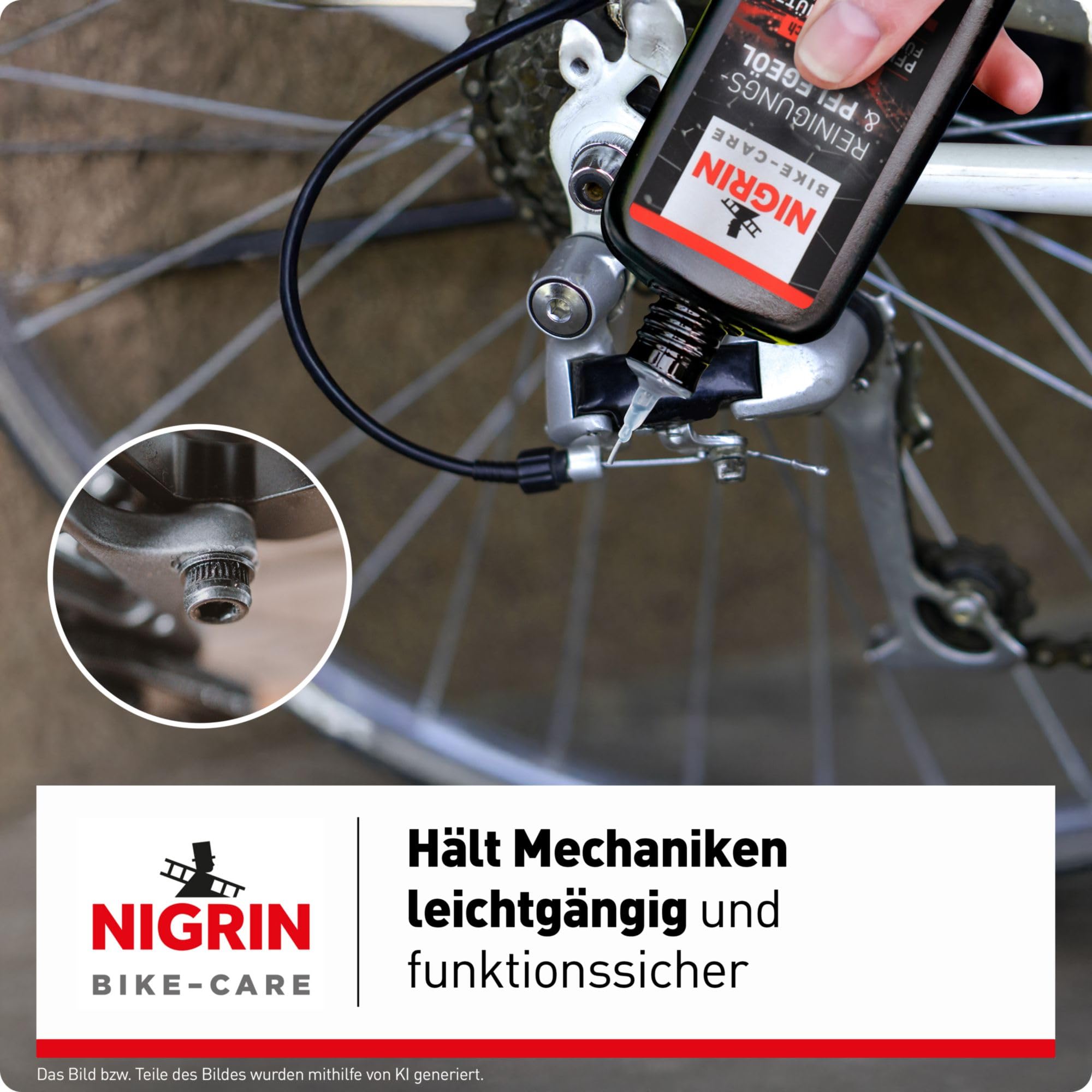 NIGRIN BIKE-CARE olej drobnoziarnisty | butelka 100 ml | olej do mechaniki precyzyjnej | do hobby i warsztatu | bez żywicy i kwasów | szary