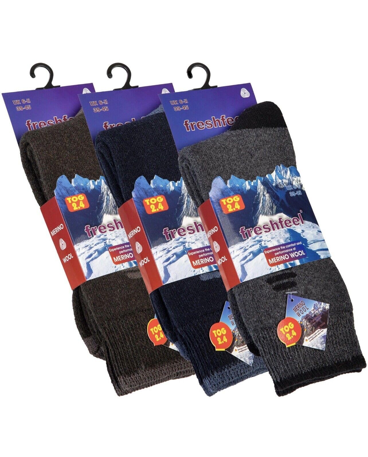 QZ FASHION 3 PAIRS MENS 2.4 TOG THERMAL MERINO WOOL SNOW BOARDING SKI WEAR WORK HIKE SOCKS UK SIZE 6-11