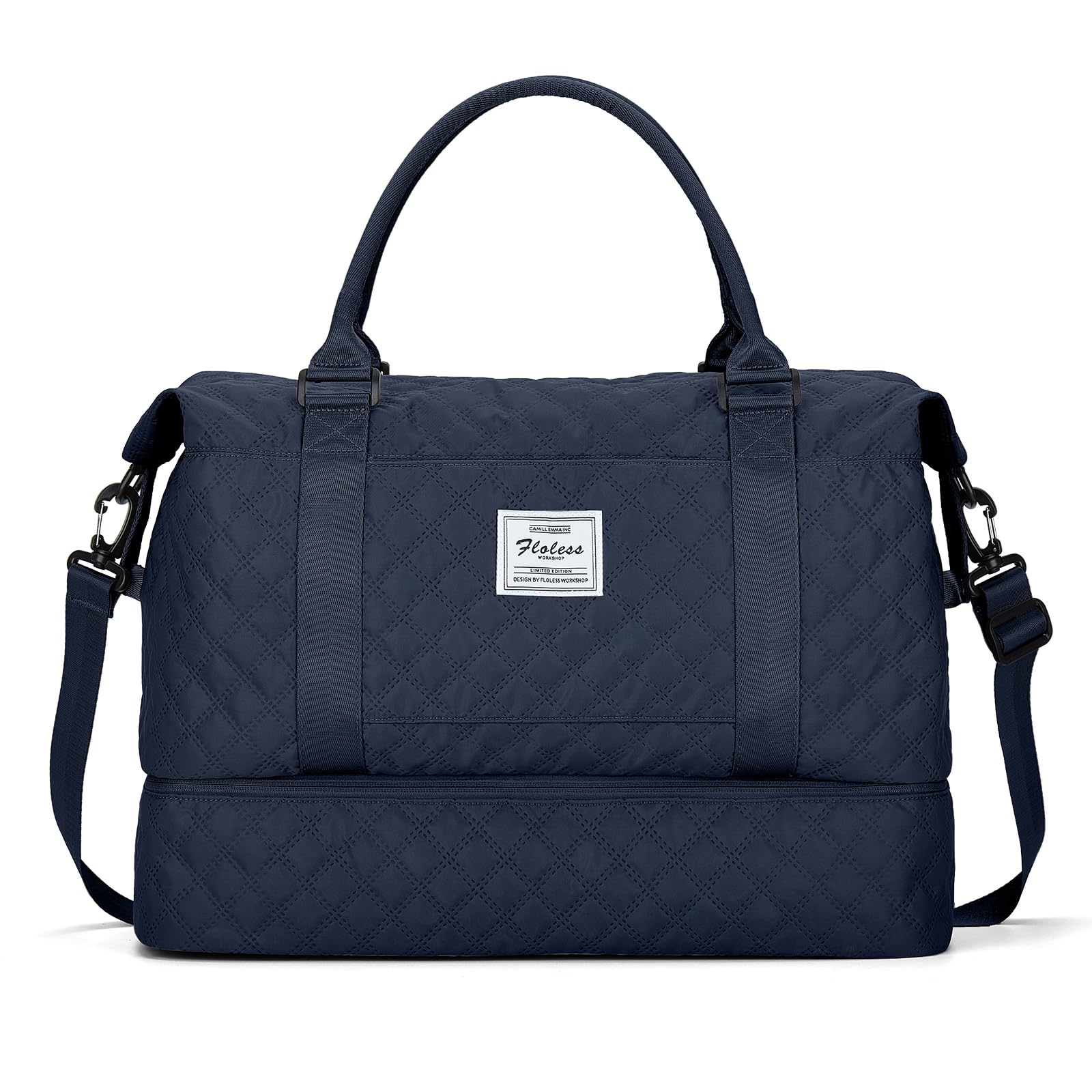 Borsone da Viaggio Donna, Bagaglio a Mano Borsa da Viaggio con Scomparto per le Scarpe, Borsa Sportiva Borsone da Palestra Grande, Borsa da Weekend, Borsa per Ospedale,H6-Blu marino