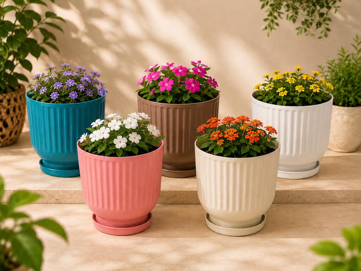 Leawall Plastic Flower Pots - Multicolor, FREE SHIPPING -1