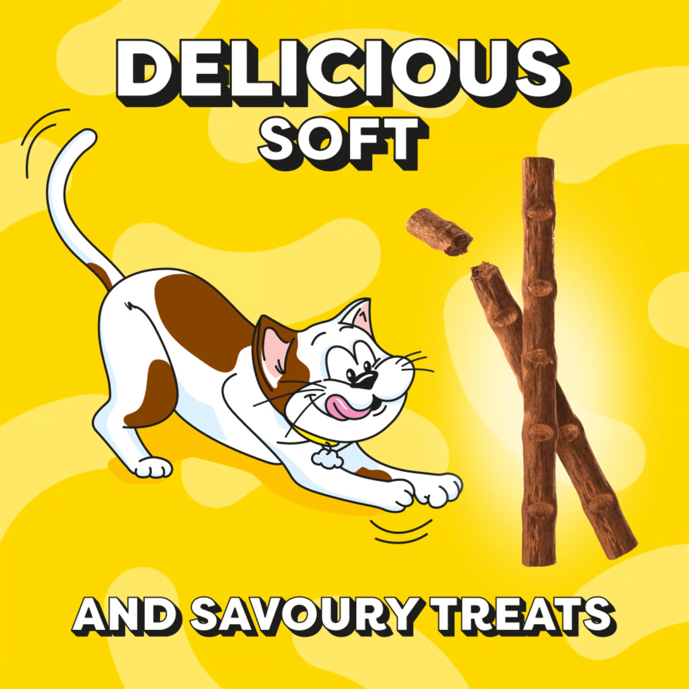 Dreamies Meaty Sticks Katzen-Leckerlis für ausgewachsene Katzen mit leckerem Lachs, 30 g