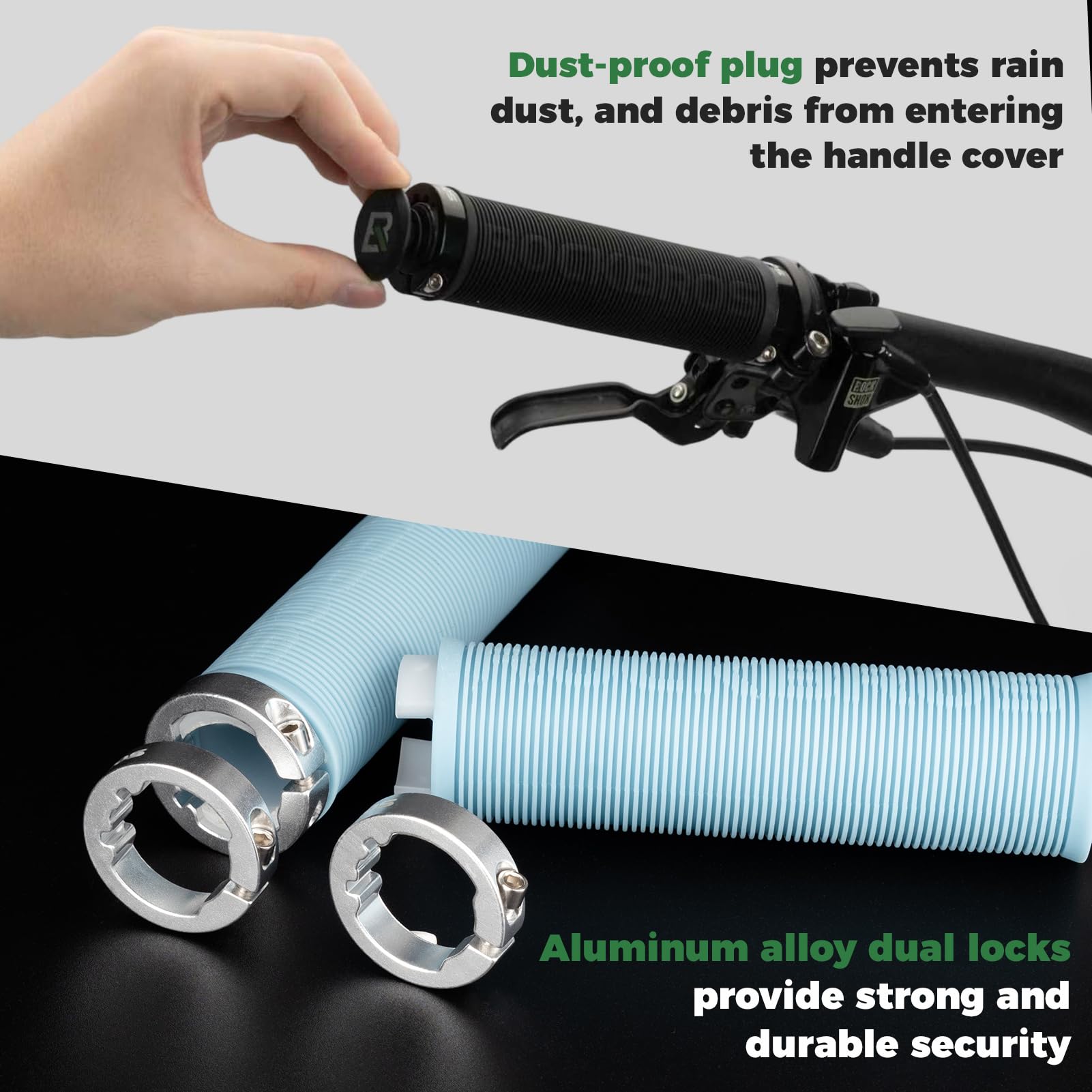 ROCKBROS Sella Ergonomica in Gel Traspirante (22x26cm) + Manopole Bici Antiscivolo con Doppia Chiusura in Alluminio (22mm) – Set per MTB, Scooter e Bicicletta, Uomo Donna