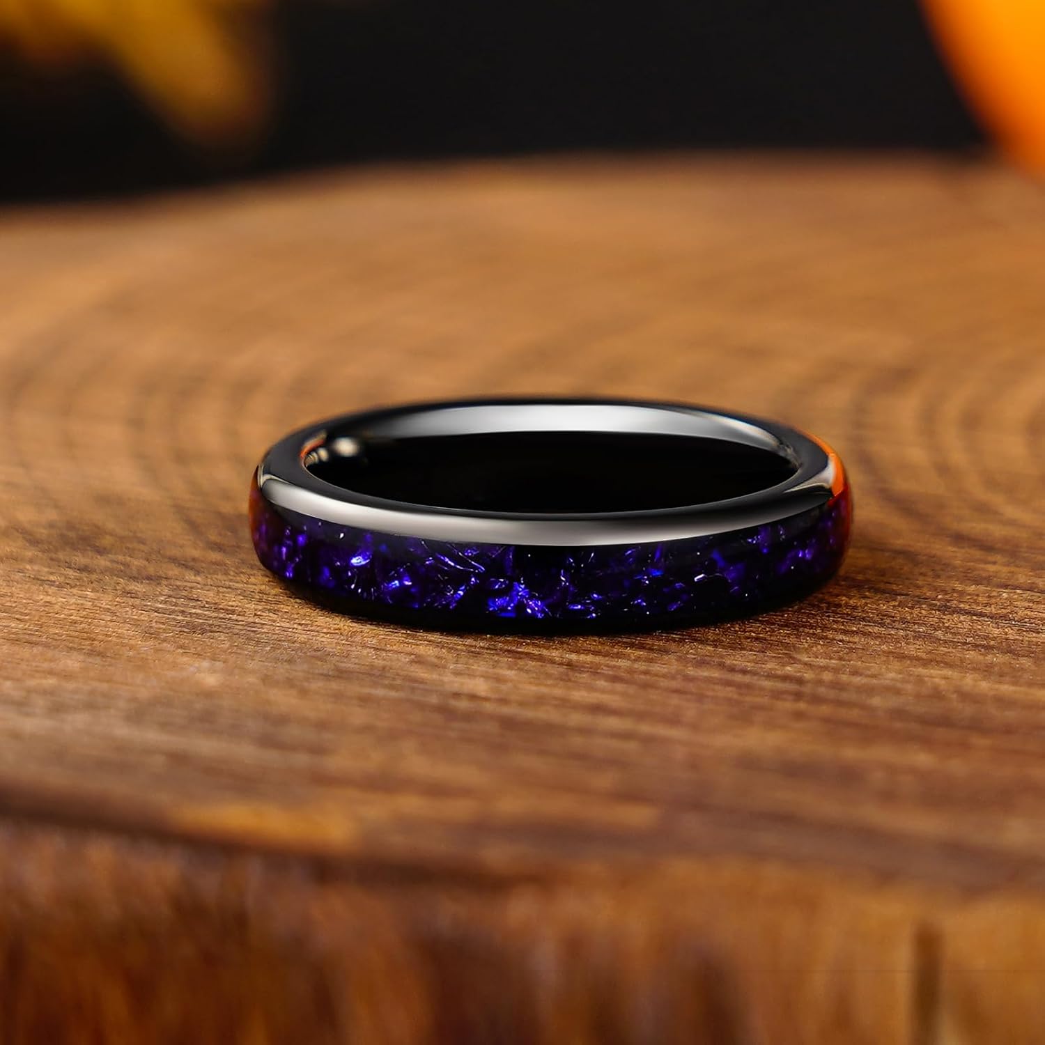 Birthstone Aquamarine Sapphire Emerald March May September Tungsten Carbide Ring, Silvery Black Plated 8/4mm Matching Wedding Band for Woman, Anniversary Birthday Christmas Gift