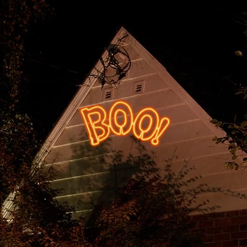 Miniatura 6 de JUSTPRO Large 36x17 Inch Super-Bright 666LED Boo Neon Motif Orange LEDs Outdoor Halloween Decoration with UL Standard Adaptor Waterproof for Outdoor