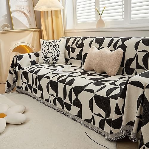 Funda para sofá de 1 plaza, 71 pulgadas de ancho x 59 pulgadas de largo, funda de sofá con patrón geométrico de chenilla, funda de sofá de patio