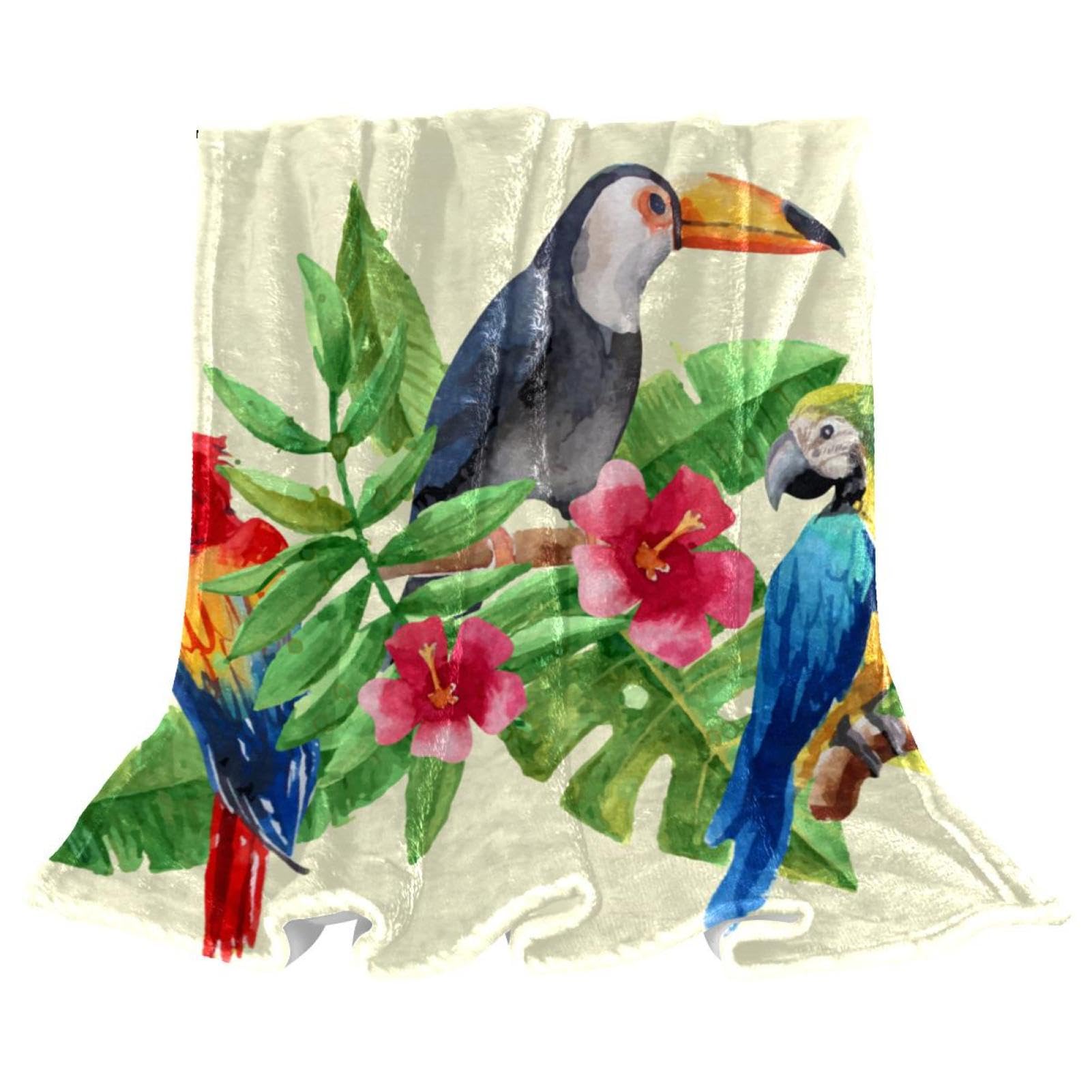 Couverture polaire perroquet tropical plaid microfibre chaude jeté canapé lit doux