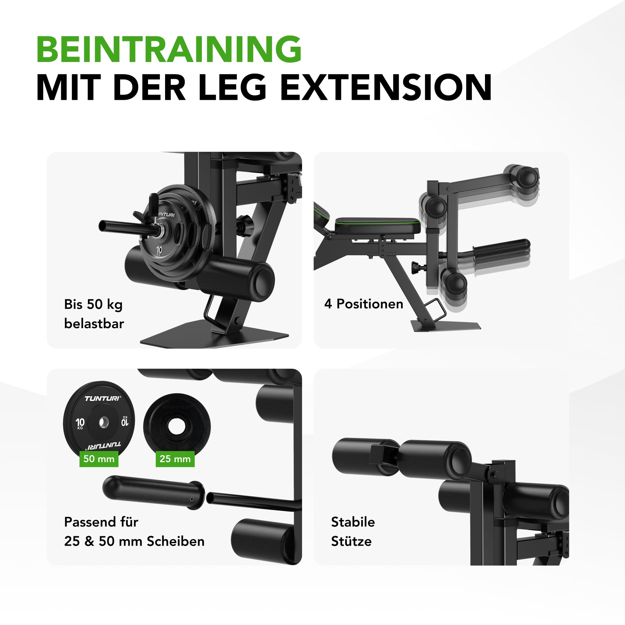 Tunturi UB60 Verstellbare Hantelbank / Trainingsbank / Schrägbank / Utility Bench mit beinhalterung