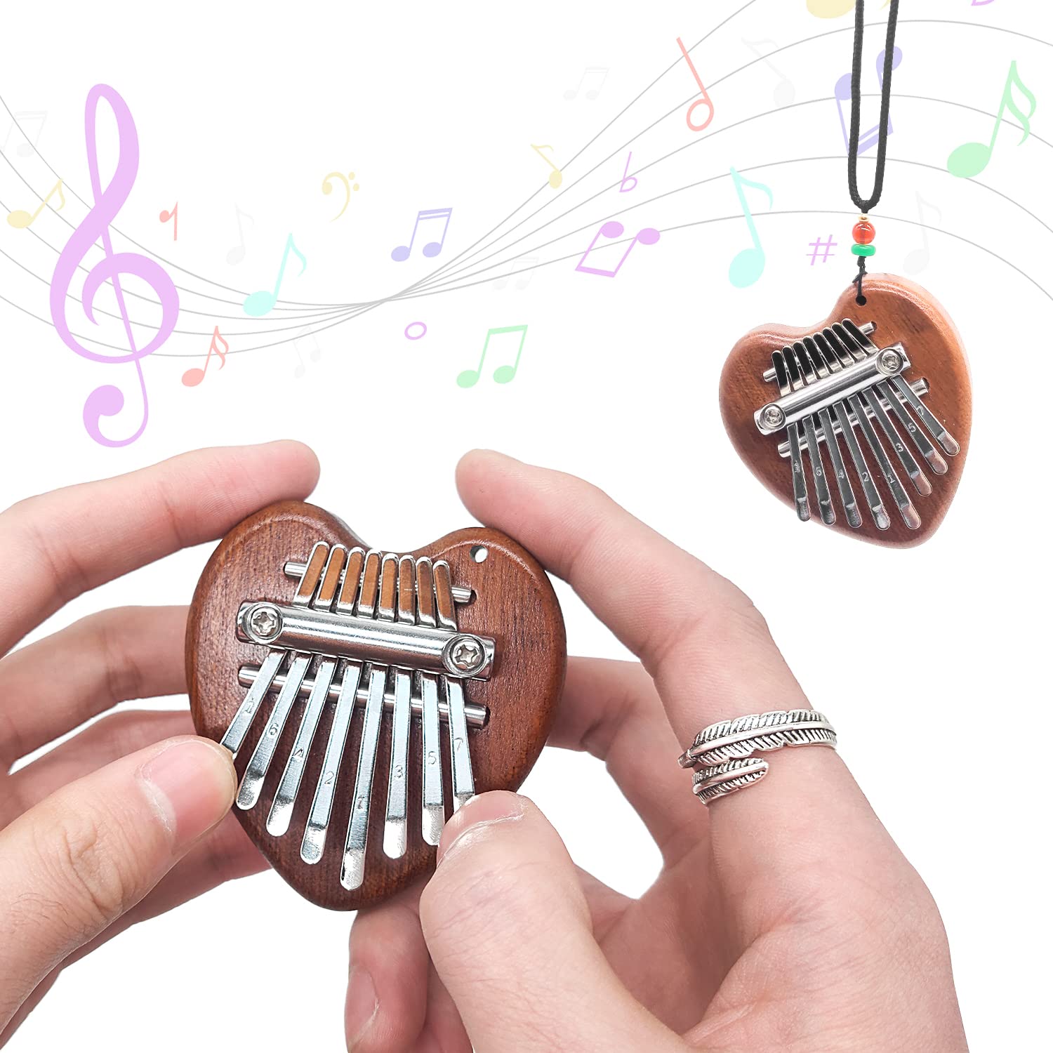 Mini Thumb Piano, Kalimba 8 Keys Portable Wooden Finger Piano Music Gifts for Kids Adults Beginners