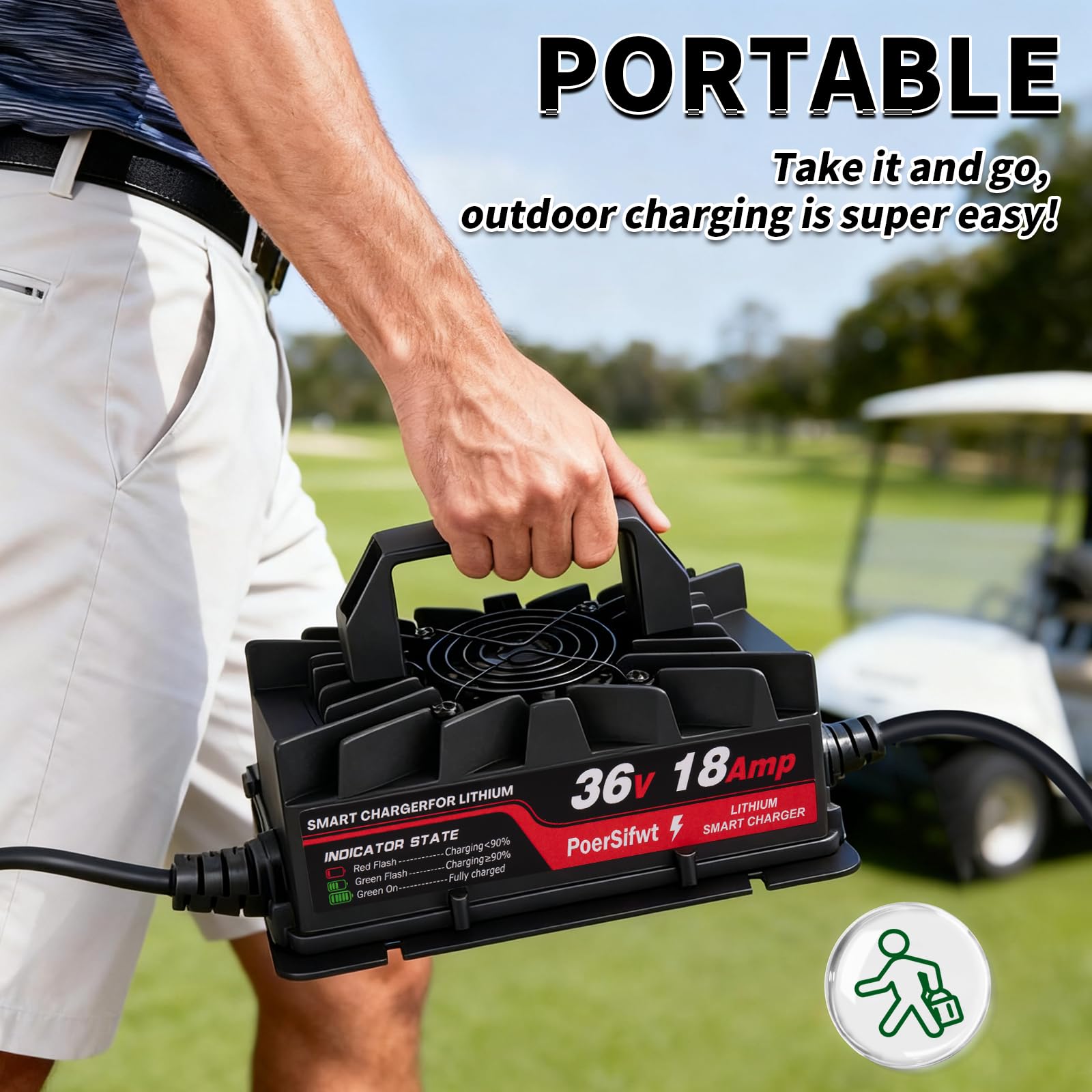Cargador de batería LiFePO4 de 43.8 V 18 A, cargador de batería de litio inteligente de 48 V 18 A con luz LED, cargador impermeable de 48 voltios para carretilla elevadora eléctrica, scooter 7