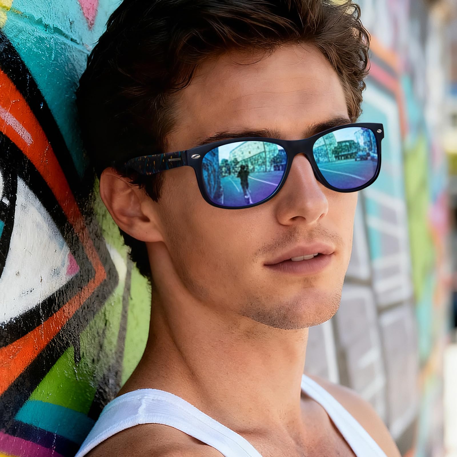 Carfia Occhiali da Sole Polarizzati da Uomo, Protezione UV, Montatura Leggera in TR90, Occhiali da Sole Sportivi Unisex per la Corsa all Aperto CA2100