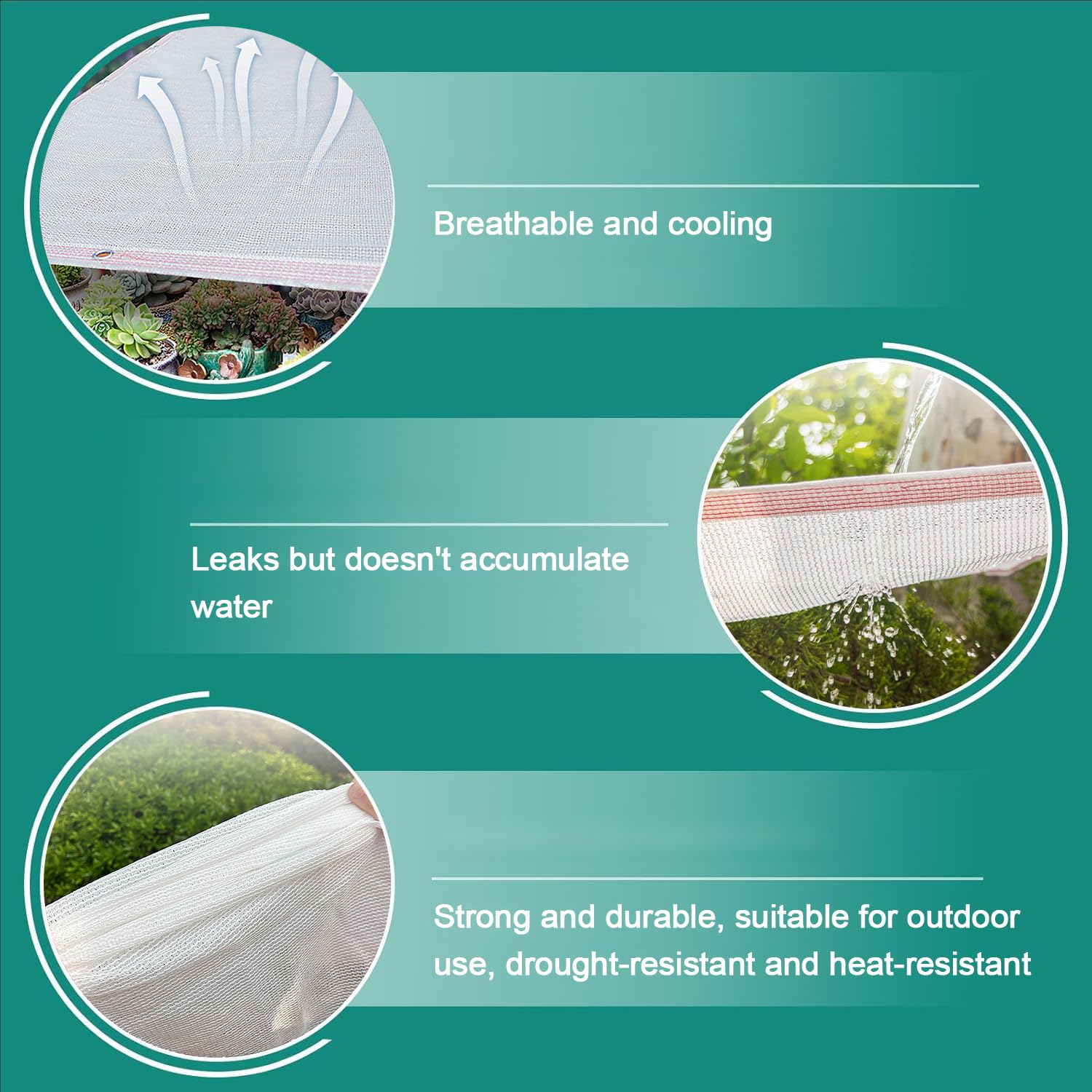 3m x 10m Telo Ombreggiante Bianco HDPE 50% Schermatura Anti-UV, Occhielli Metallici, per Balcone, Terrazzo, Giardino, Serra, Orto e Recinti Animali