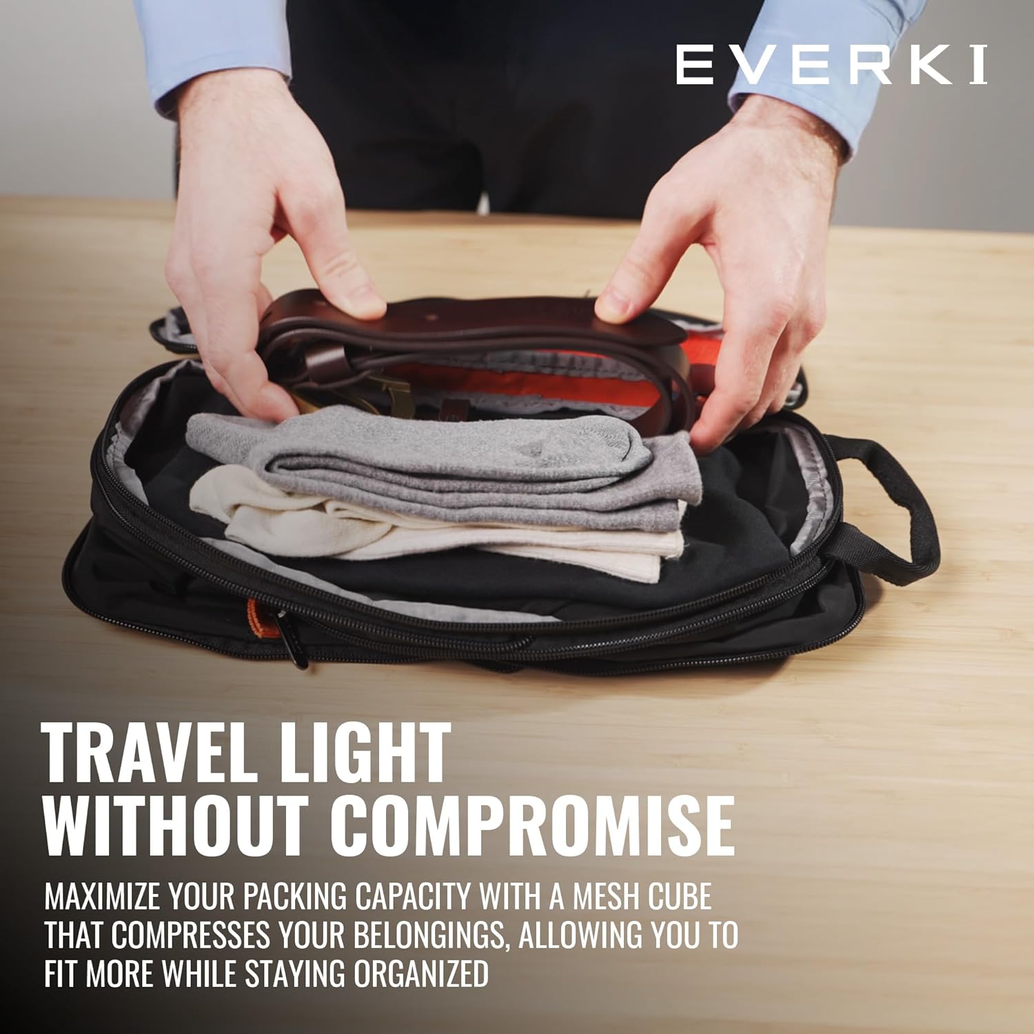 EVERKI Compression Packing Cubes – 18.2L Lightweight Compressible Mesh Packing Cubes for Travel, Durable & Compressed Travel Organizer for Luggage, Backpack & Suitcase, Premium Compression Bags, 3 Set