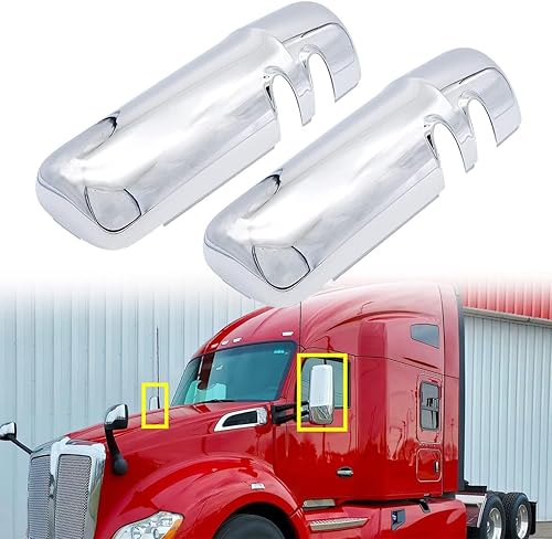 aostirmotor Cubiertas cromadas para espejo de puerta para Kenworth T680, un par de cubiertas cromadas para espejos laterales para Kenworth T680 T880