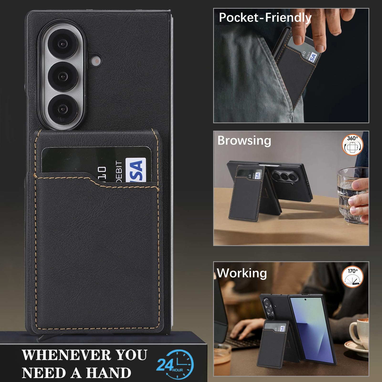 Per Samsung Galaxy Z Fold 8 Ultra Custodia Pelle Vintage, Portacarte