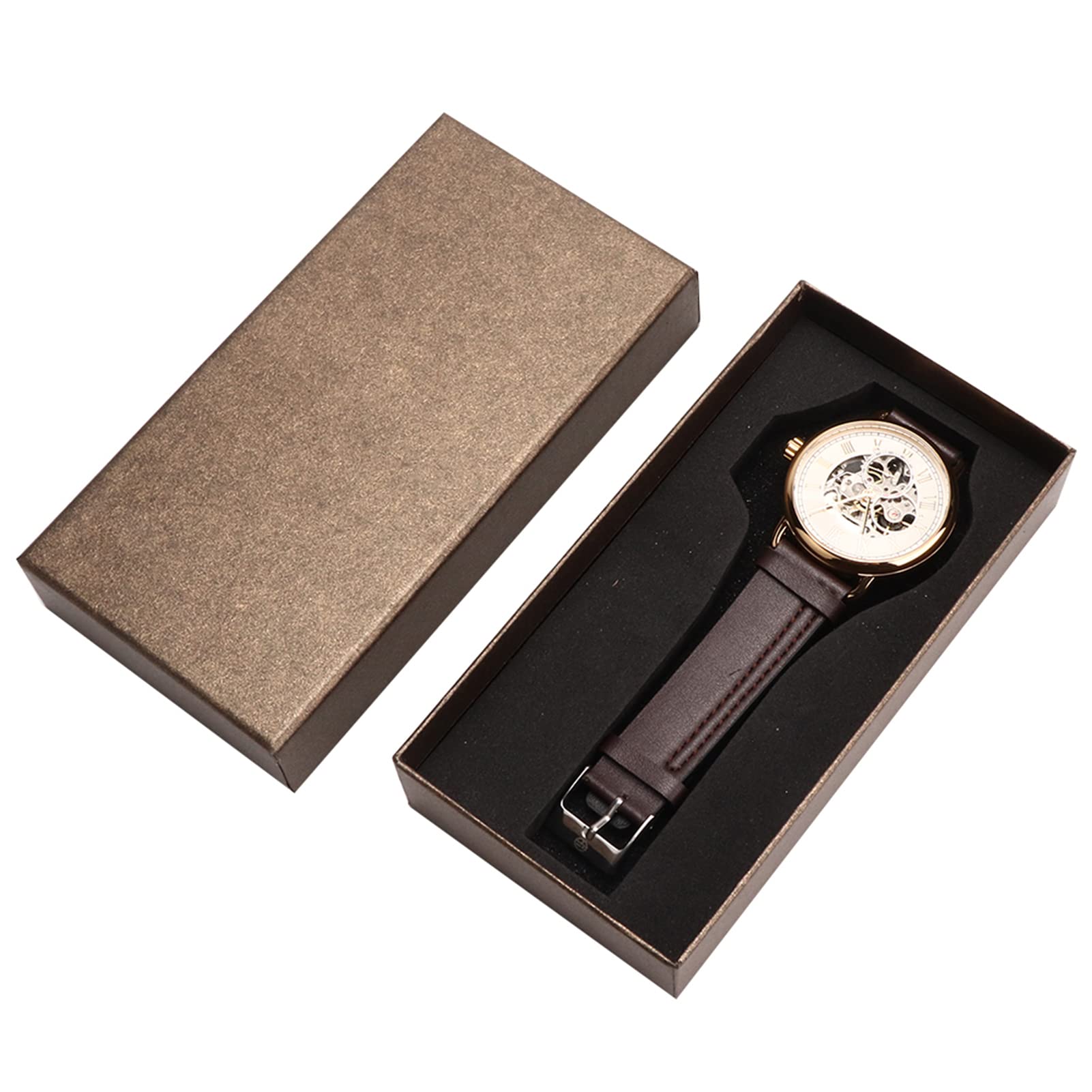 Annadue Orologio Meccanico a Scheletro per Uomo, Acciaio Inossidabile 46mm
