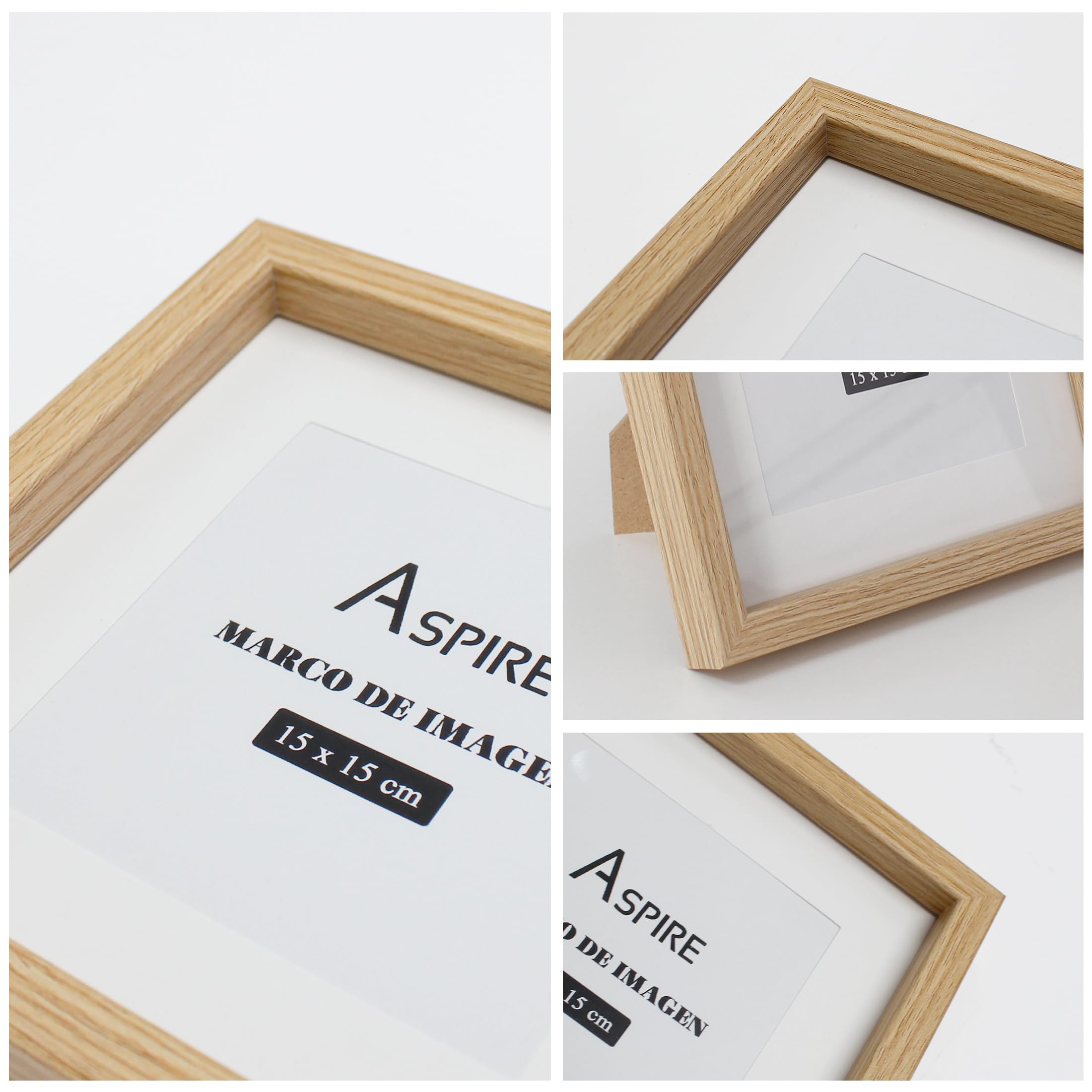 SHANN Park 4 Portafoto Madera 20x50cm， Marco para foto de Madera, Marco para pared，Marco Decorativo Blanco Cuadrada