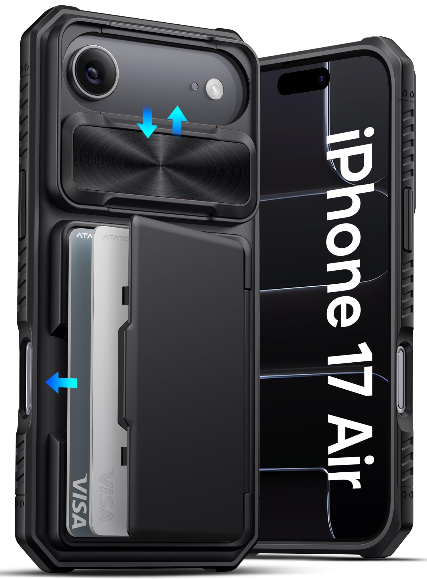 ATATOO for iPhone Air Case Wallet, Built-in Card Holder (3-5 Cards), Black