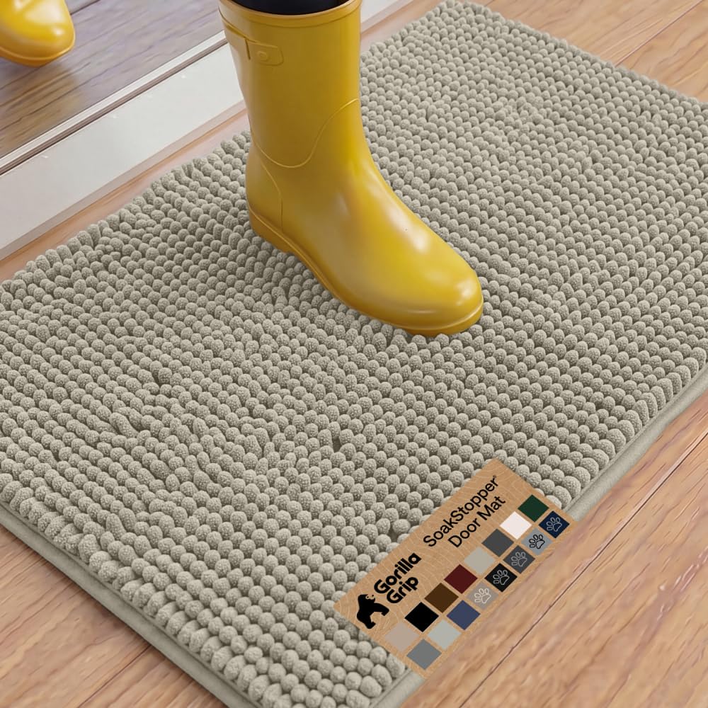 Gorilla Grip Original Indoor Durable Chenille Doormat, 36x24, Absorbent Washable Inside Mats, Low-Profile Rug Doormats for Entry, Mud Room Mat, Back Door, High Traffic Areas, Cream — image 1