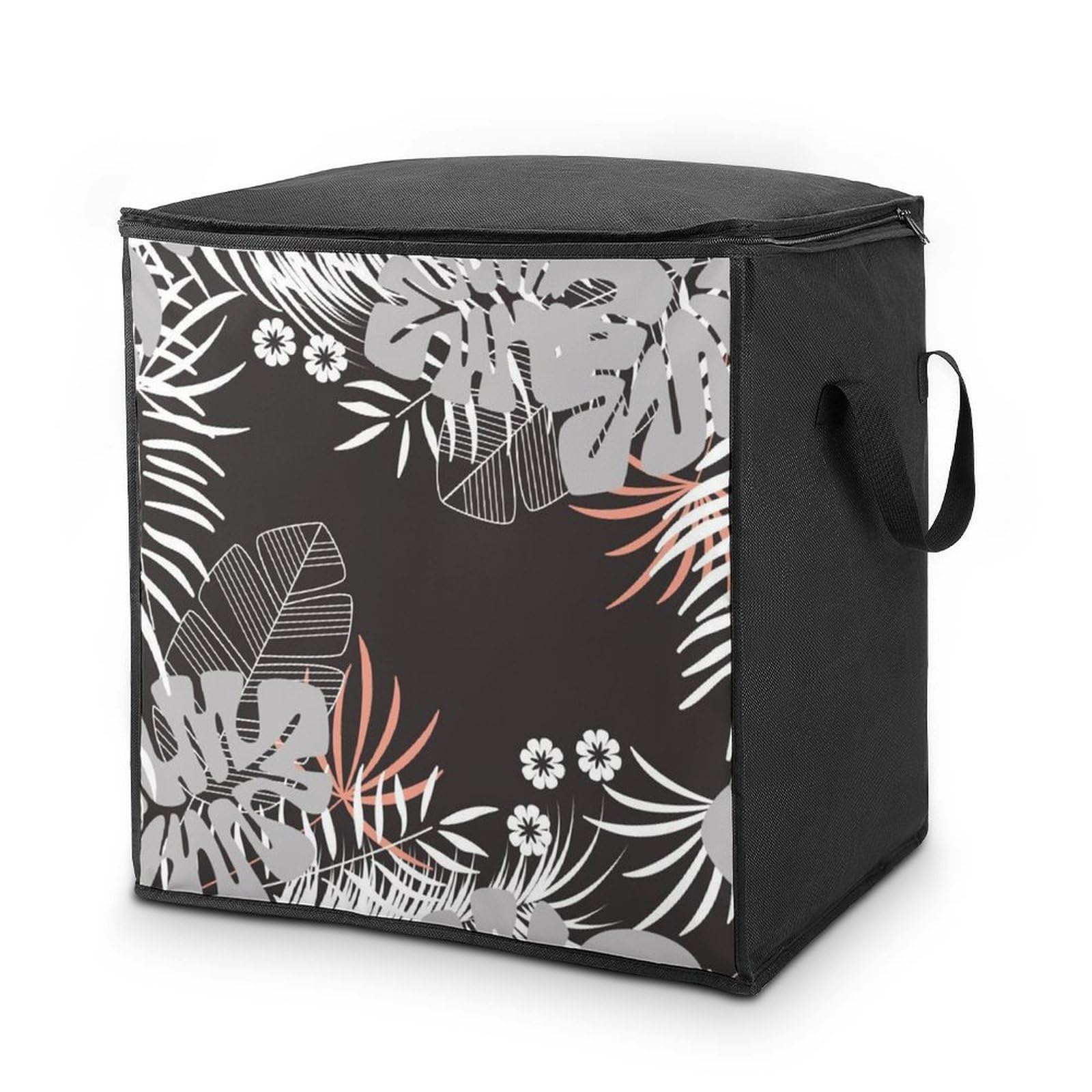 Wlntrophic 70L Storage Bags, Hawaii Leaves Storage Box with Lid Zipper And Handles, Clothes Bags for Quilt, Blankets, Bedding