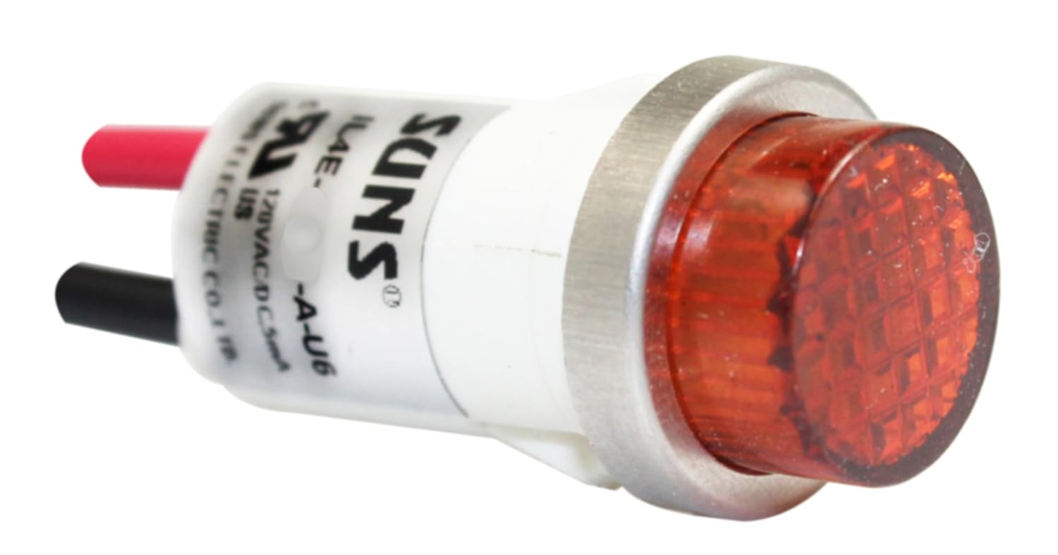 SUNS IL4E-120E-A-U6 LED 1/2 Amber Indicator Light Raised 120V Wire Ideal