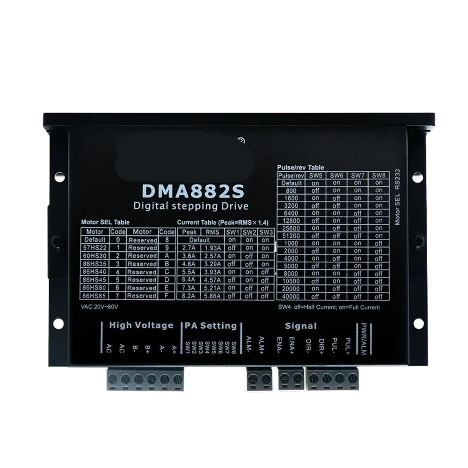 DMA882S 110V DC 80V AC 8.2A 200Khz Digital Stepper Motor Drive with RS232 for CNC Engraver Stepping Driver 1Pcs