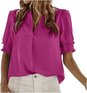 Womens Blouses and Tops Daily T-Shirts Short Sleeve Casual T Shirts V Neck Tunic Tops V Neck Summer Tops Cute Graphic Tee Oversize Shirts Loose Fit Blouse Casual Basic Top