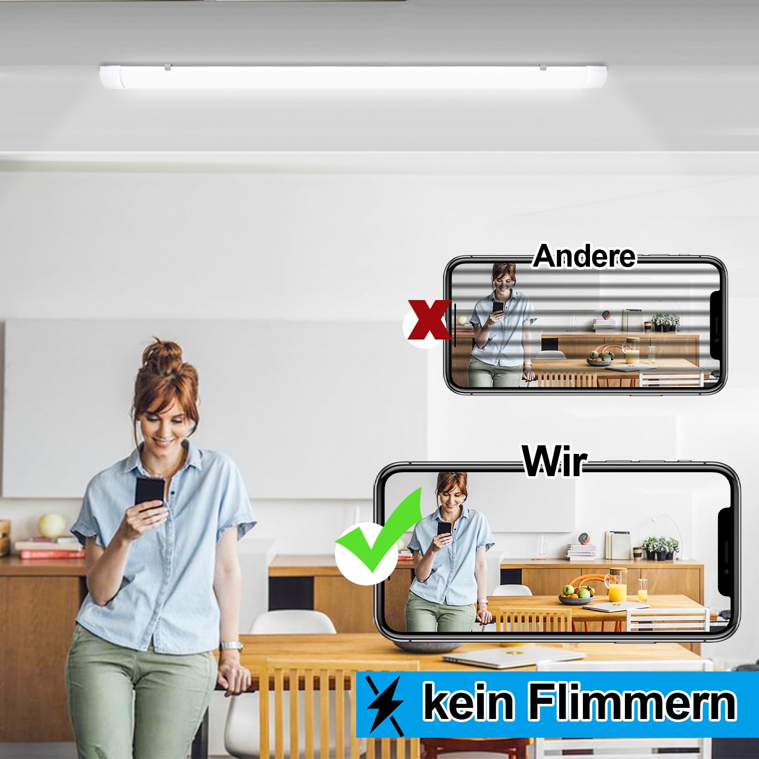 4er Set LED Feuchtraumleuchte, 120CM LED Röhre, 36W 3060LM LED Deckenleuchte, IP65 Wasserfest Feuchtraumlampe, Verknüpfbar, für Keller Werkstatt Garage Warenhaus Bad Büro, 4000K Neutralweiß