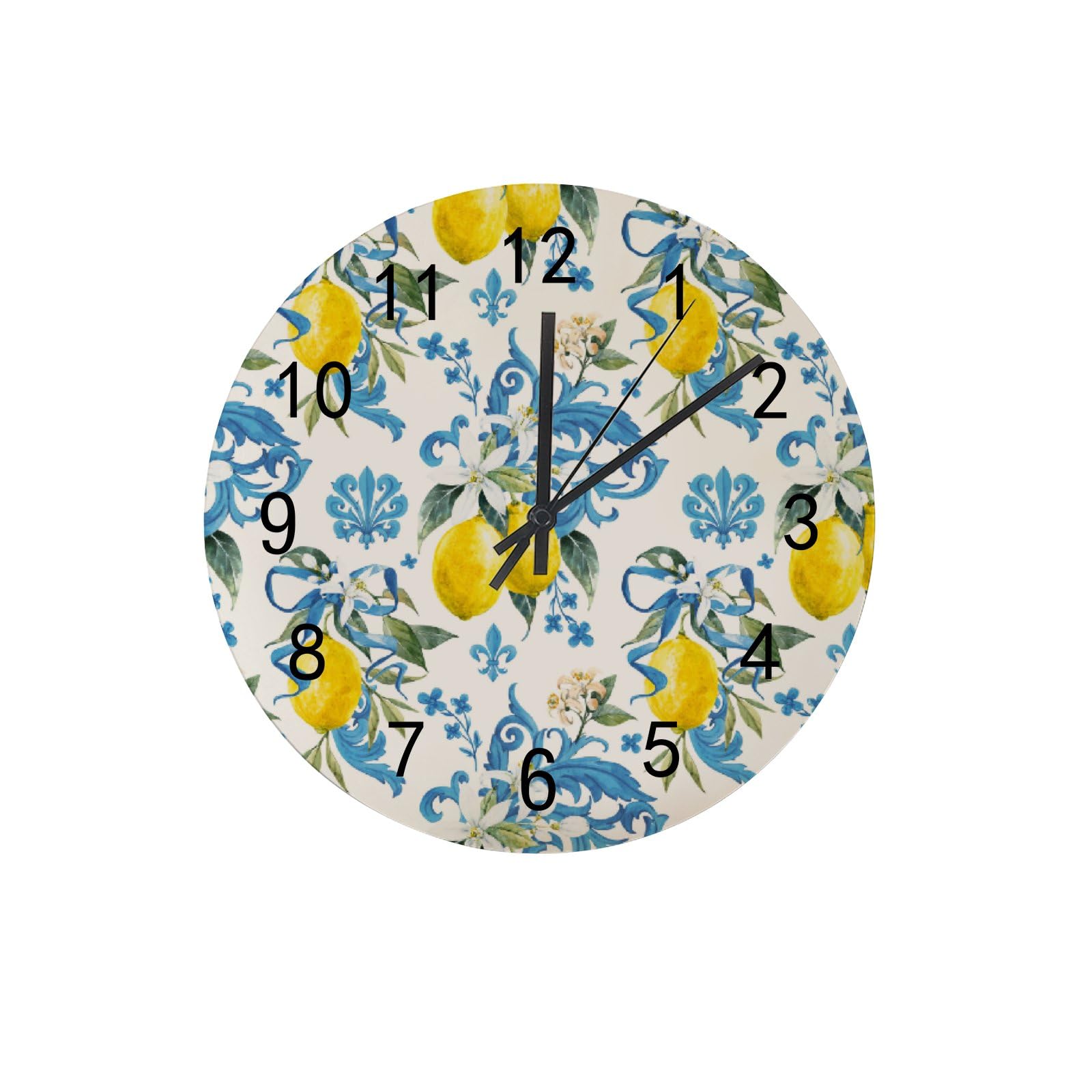 Horloge murale jaune citron et bleu azur pour illuminer votre cuisine et votre salon